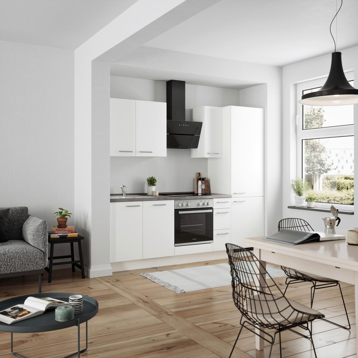 KÜCHENLEERBLOCK TOUCH HIGH - LINE, H2 RECHTS - Weiß/Grau, MODERN, Holzwerkstoff (240cm) - Nobilia