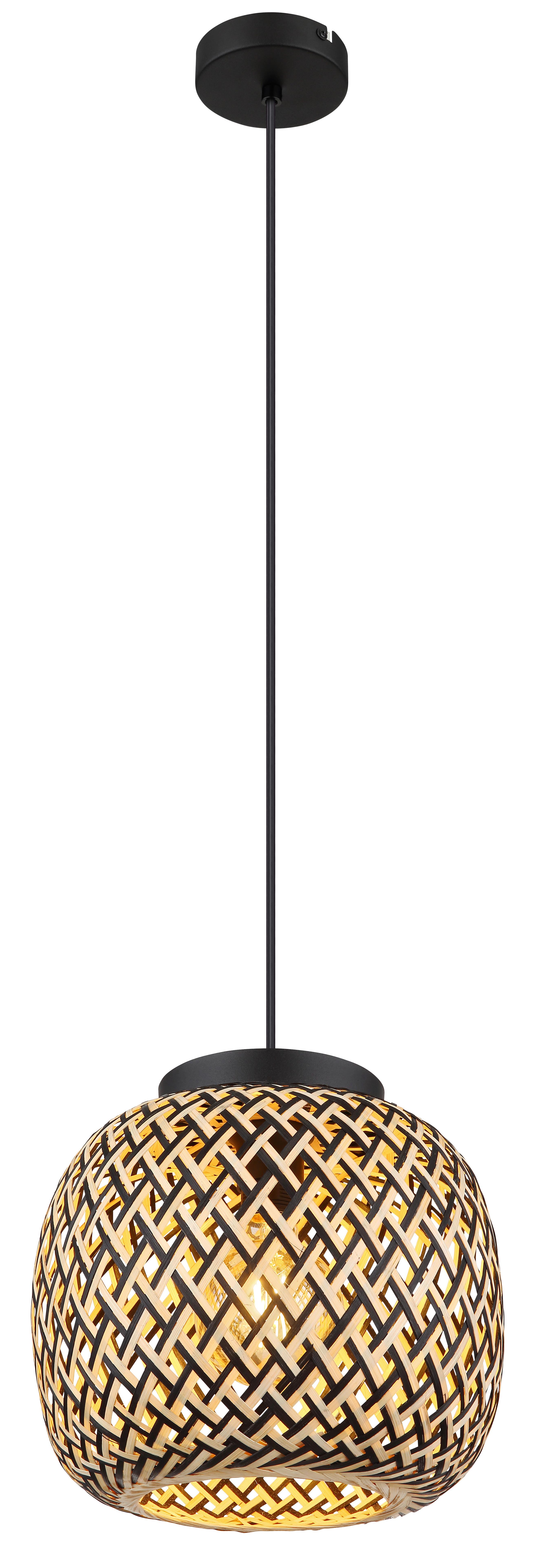 Hängeleuchte 15766h1 - Schwarz/Naturfarben, Natur, Naturmaterialien/Kunststoff (30/120cm) - Globo