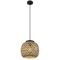 Hängeleuchte 15766h1 - Schwarz/Naturfarben, Natur, Naturmaterialien/Kunststoff (30/120cm) - Globo
