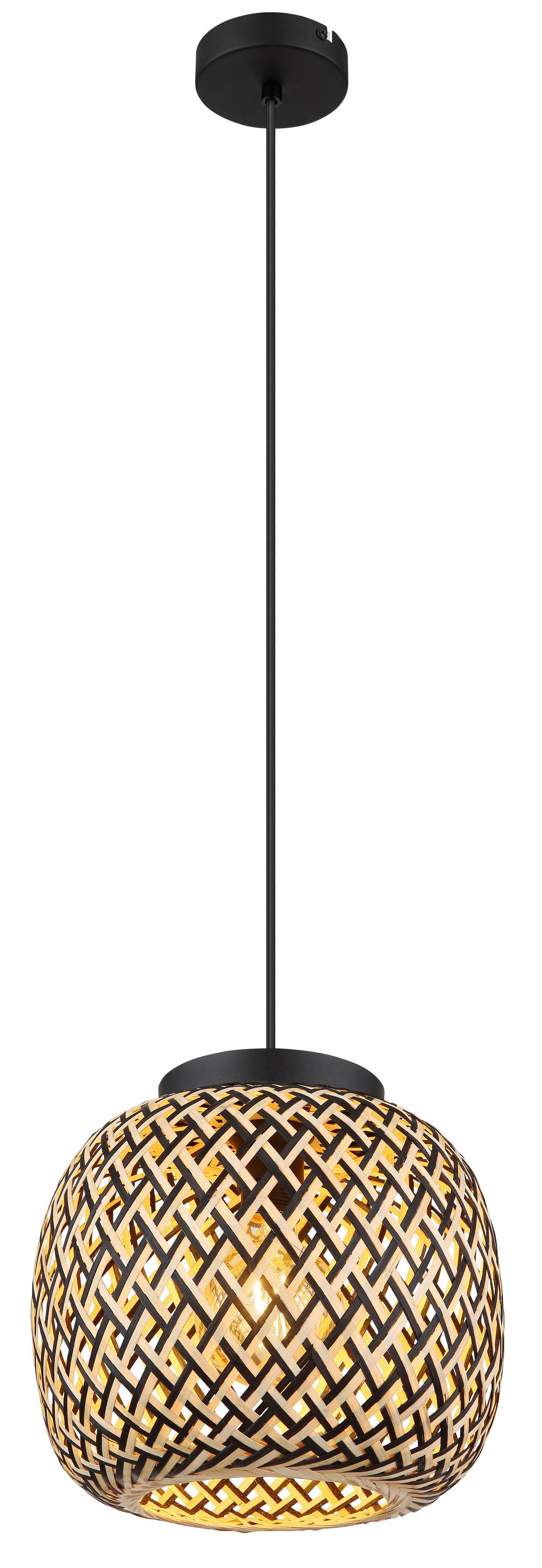 Hängeleuchte 15766h1 - Schwarz/Naturfarben, Natur, Naturmaterialien/Kunststoff (30/120cm) - Globo
