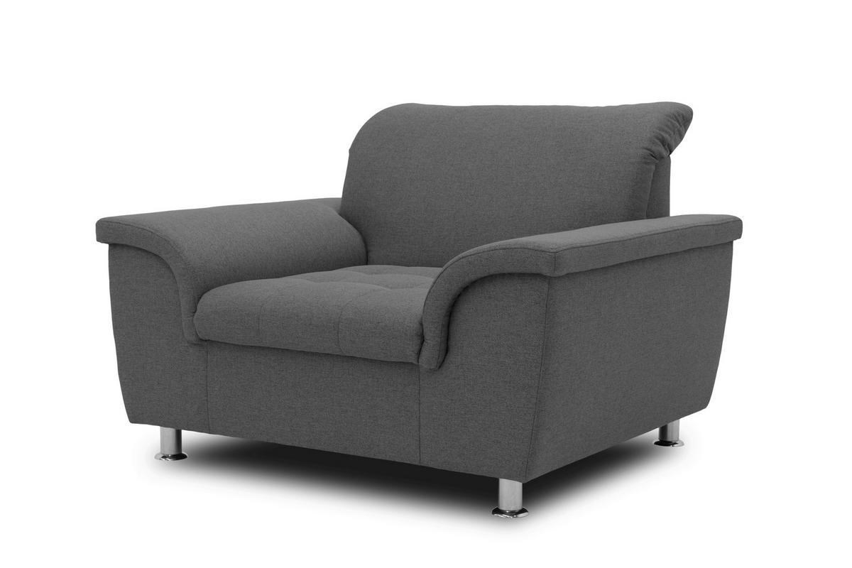 Polstersessel Mit Armlehnen Franzi Webstoff Grau - Chromfarben/Grau, KONVENTIONELL, Textil (120/81/97cm) - MID.YOU