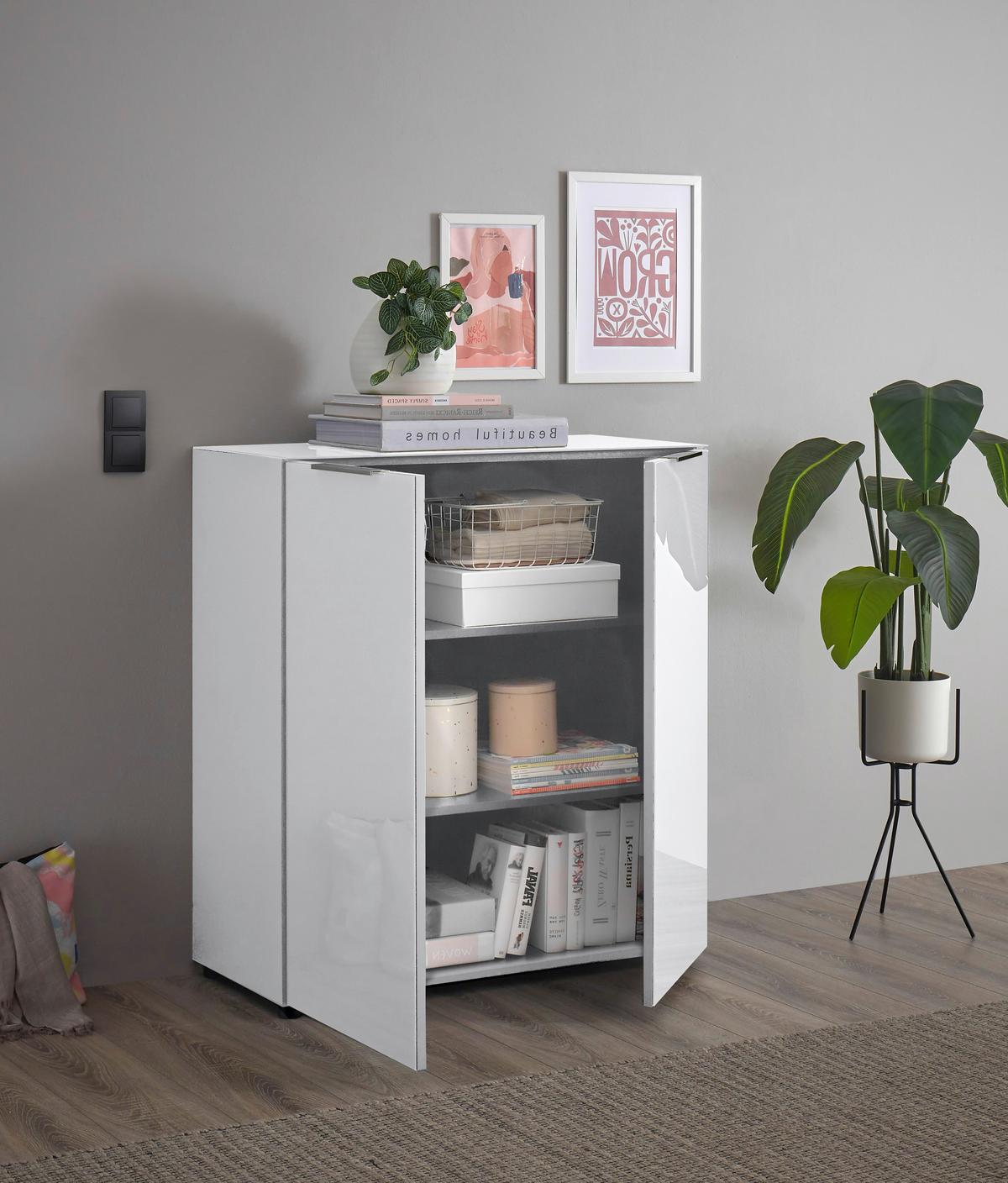 KOMODA SIENA -EXKLUSIV- - čierna/biela, Modern, kov/kompozitné drevo (90/99/40cm) - Mömax