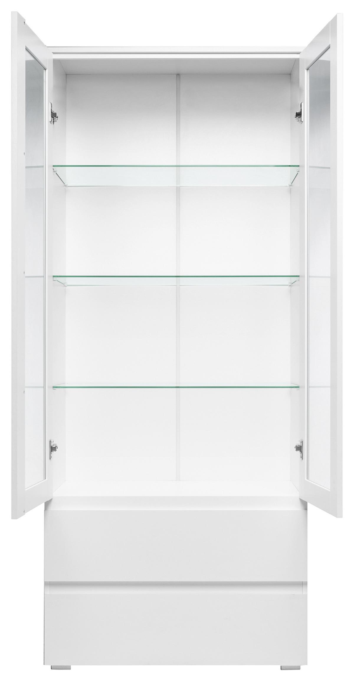 Vitrine Image B: 80 cm Weiß - Silberfarben/Weiß, KONVENTIONELL, Glas/Holzwerkstoff (80/191/40cm) - MID.YOU