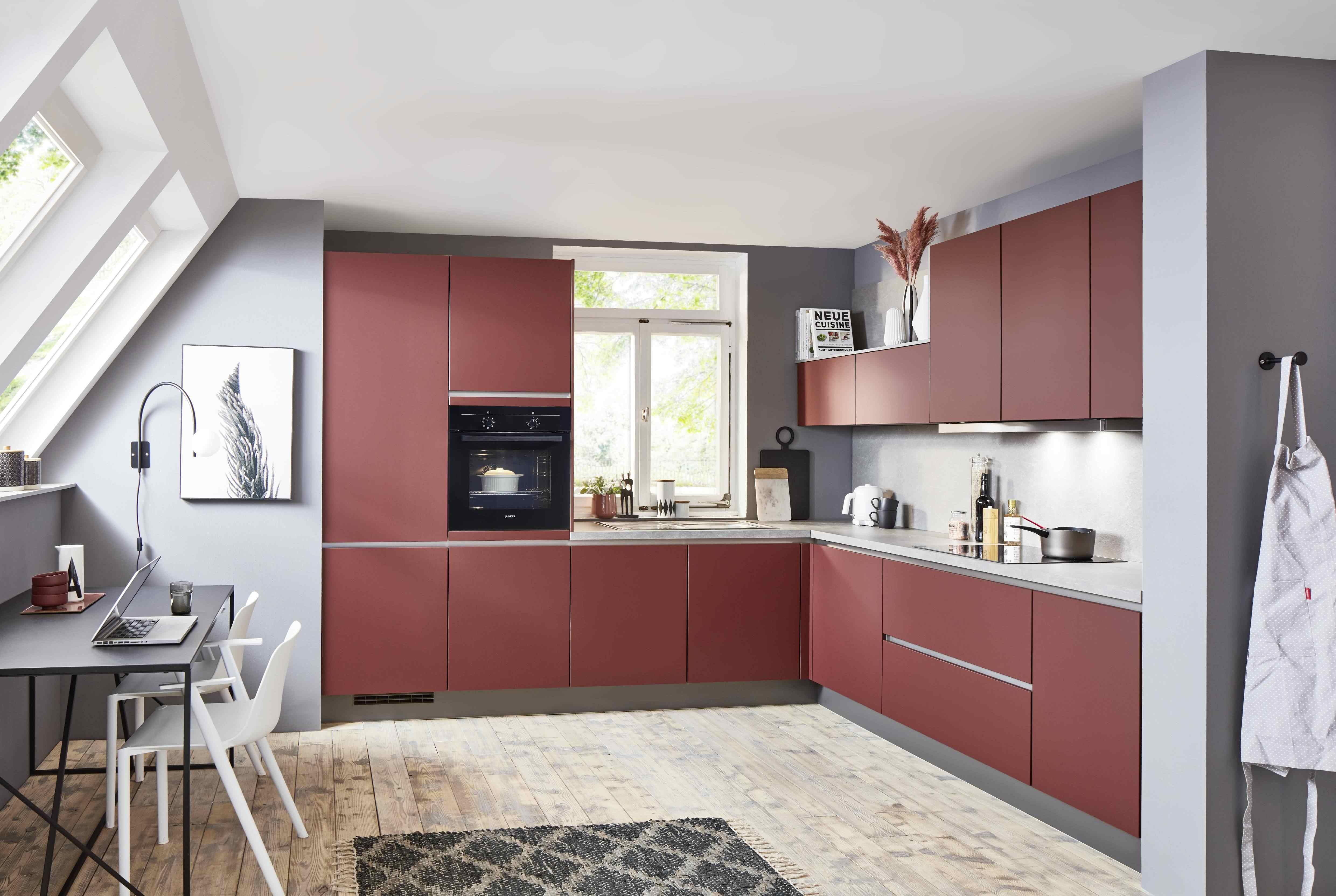 Einbauküche Eastbourne Frei Planbar In Rot - Rot, MODERN, Holzwerkstoff - Vertico