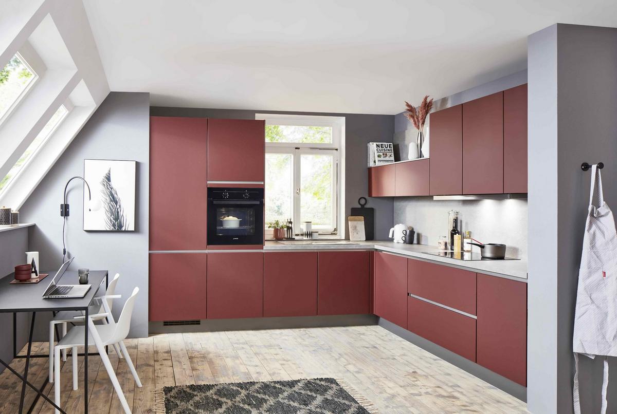Einbauküche Eastbourne Frei Planbar In Rot - Rot, MODERN, Holzwerkstoff - Vertico
