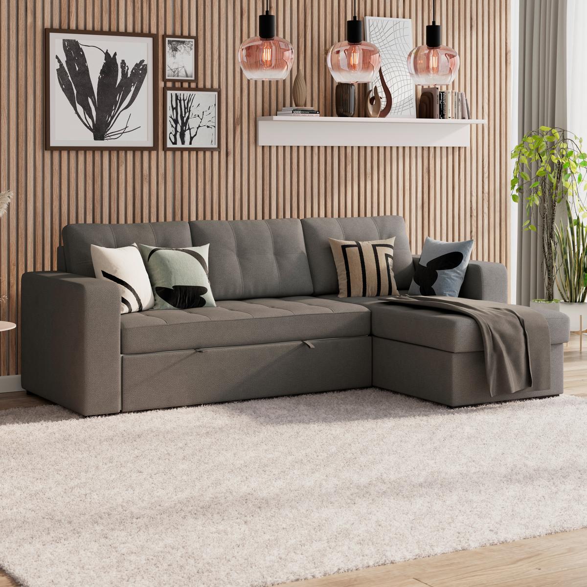 Ecksofa Turin Anthrazit, 239x160cm - Anthrazit, Trend, Holz/Textil (239/160cm)