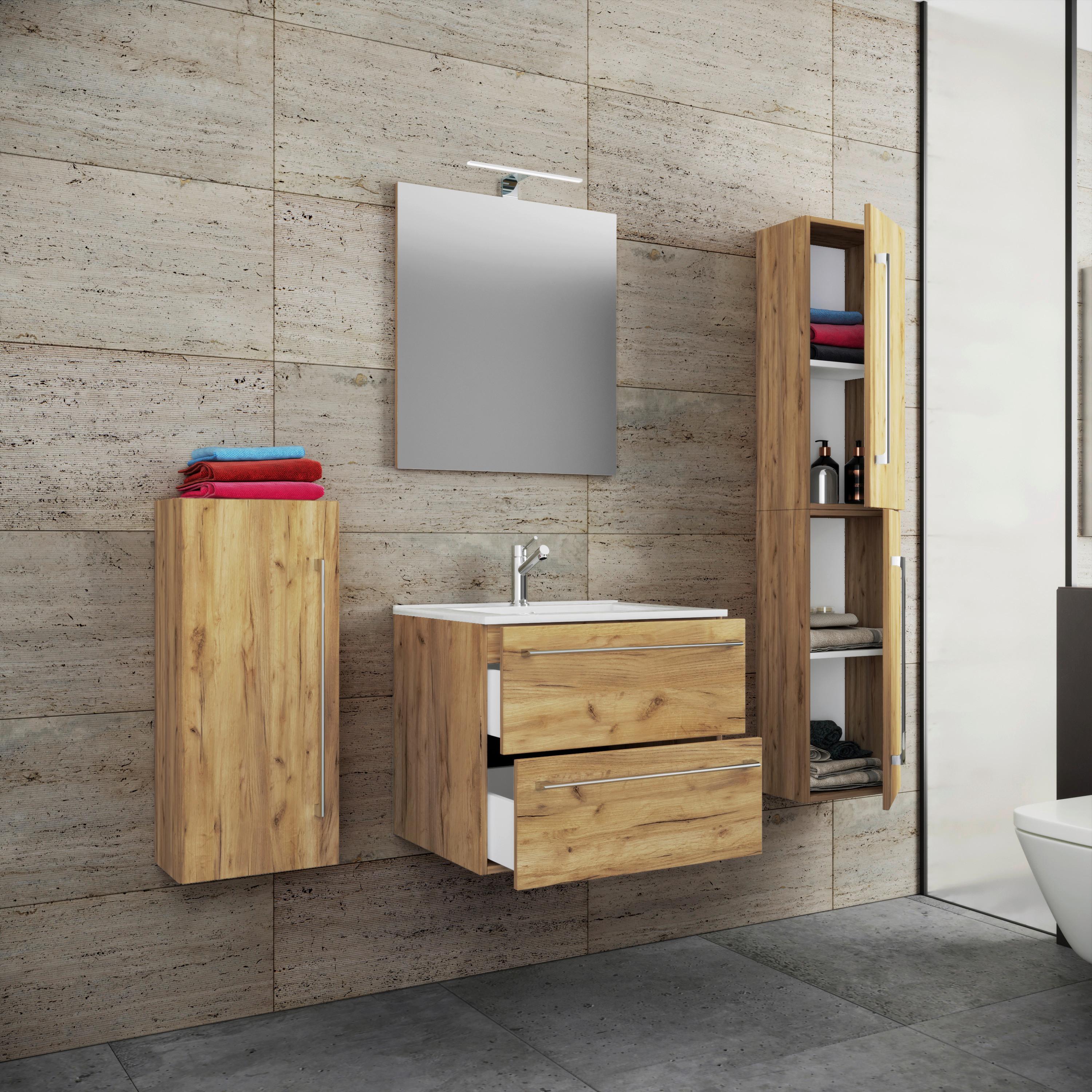 Badezimmer Badinos B: 126 cm Honigeiche B: 126 cm - Honigeiche/Weiß, MODERN, Keramik/Holzwerkstoff (126cm) - MID.YOU