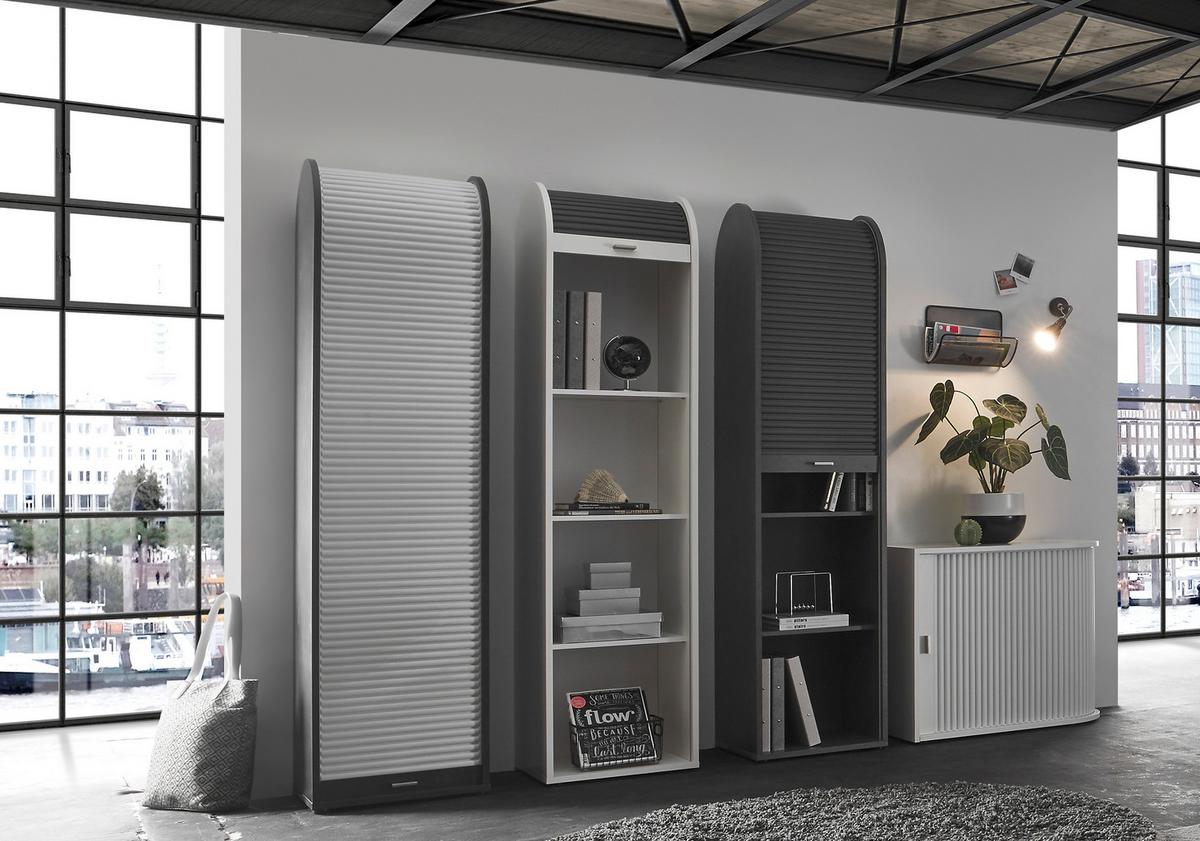 AKTENSCHRANK Graphitfarben/Weiß B: 46 cm - Graphitfarben/Weiß, MODERN, Holzwerkstoff/Kunststoff (46/192/44cm) - Livetastic