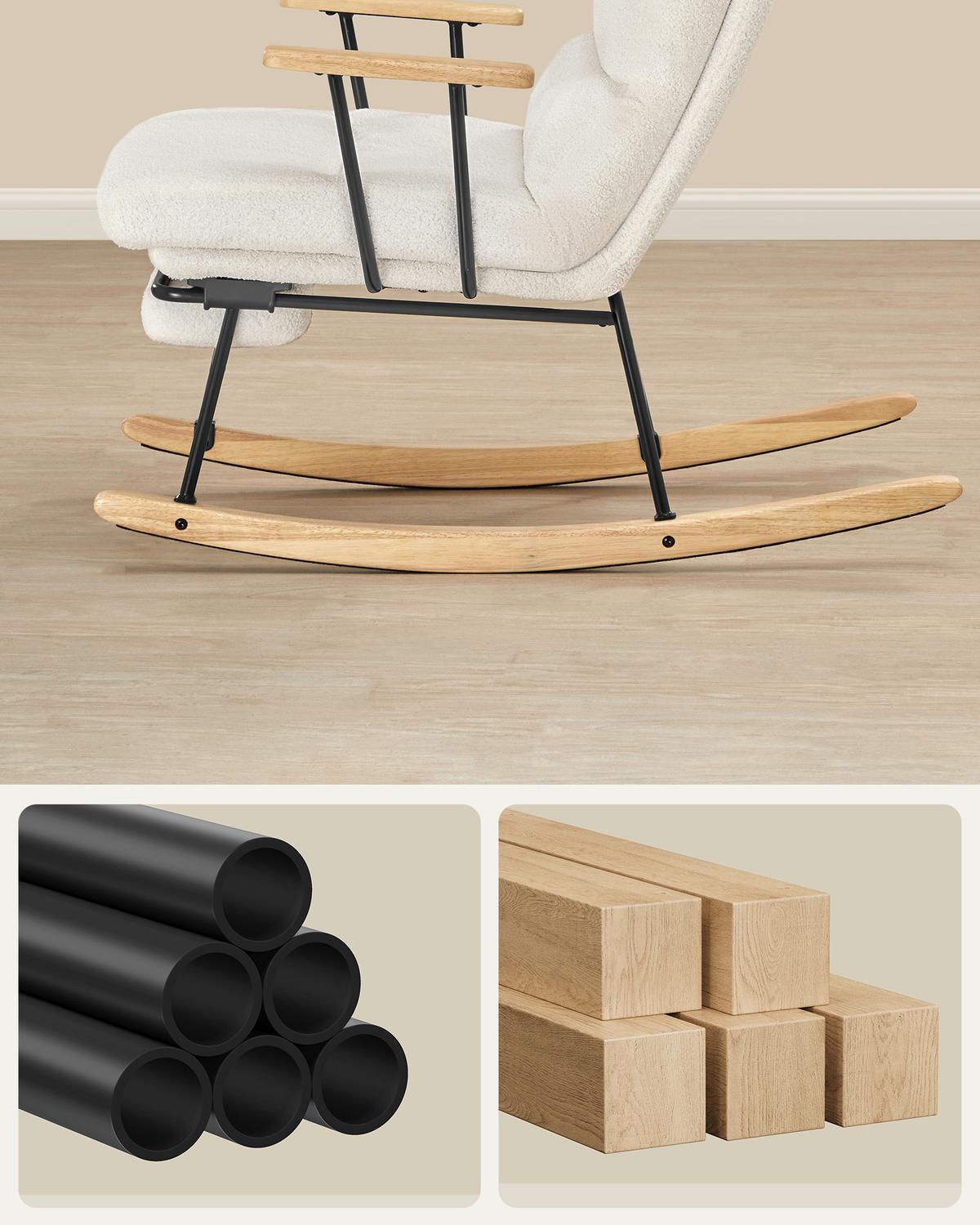 Schaukelstuhl Creme B: 67cm - Eichefarben/Creme, Basics, Holzwerkstoff/Textil (67/100/97cm)