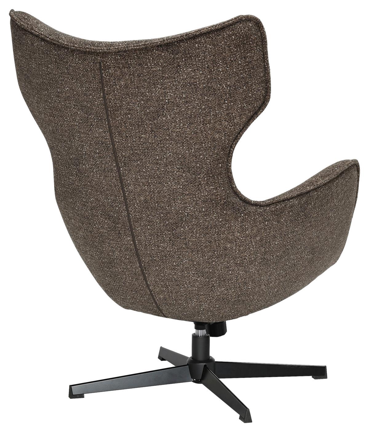 Otočné křeslo FLAVIO, šedohnědá - černá/šedavě hnědá, Moderní, kov/textil (74/98/83cm) - Mömax