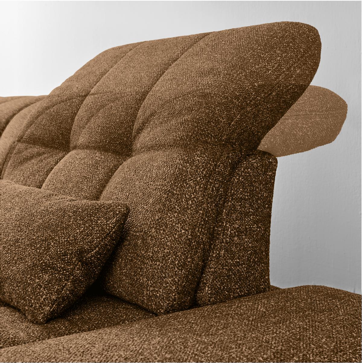 Rohová sedačka SANFINO, ľavá, sivohnedá / koňaková - chrómová/koňaková, Konventionell, kov/drevo (199/79-96/305cm) - Premium Living