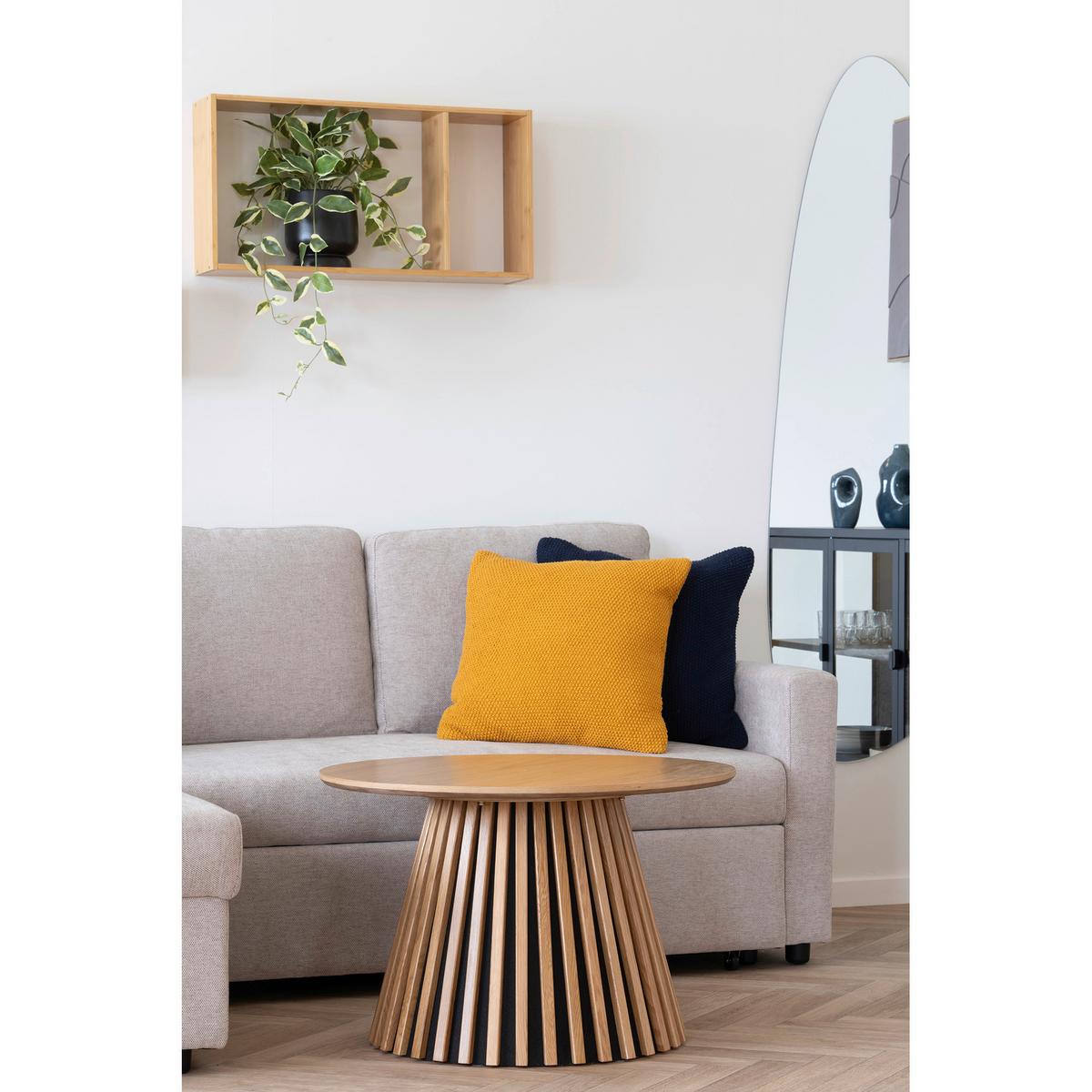 Couchtisch Osaka Hellbraun B: 70cm - Hellbraun/Schwarz, Design, Holz/Textil (70/70/45cm) - MID.YOU