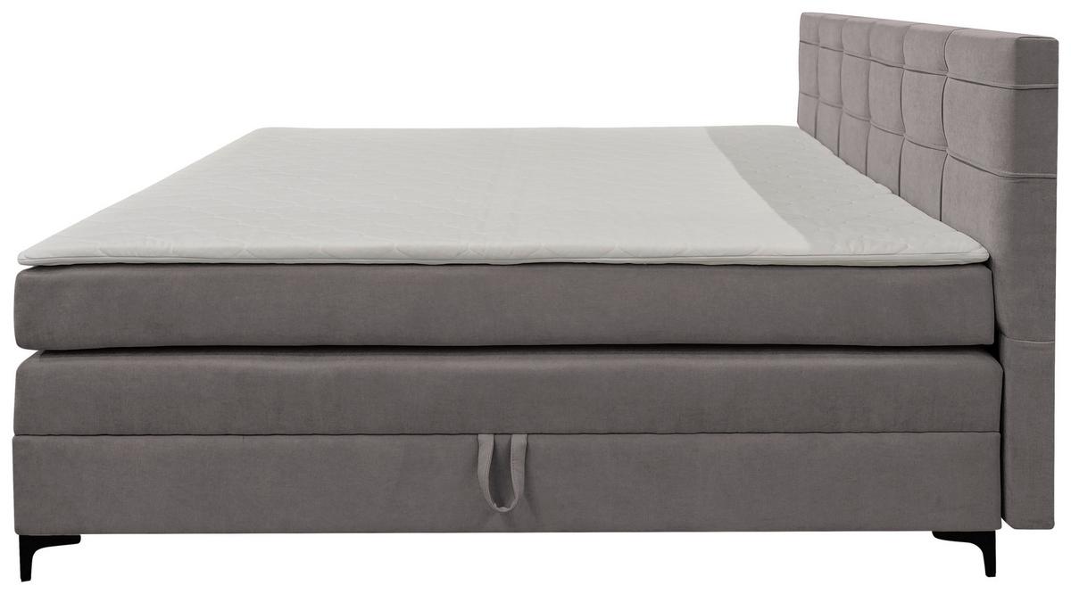 Boxspringbett Mitto mit Topper 180x200 cm - Schwarz/Grau, KONVENTIONELL, Textil/Metall (180/200cm)