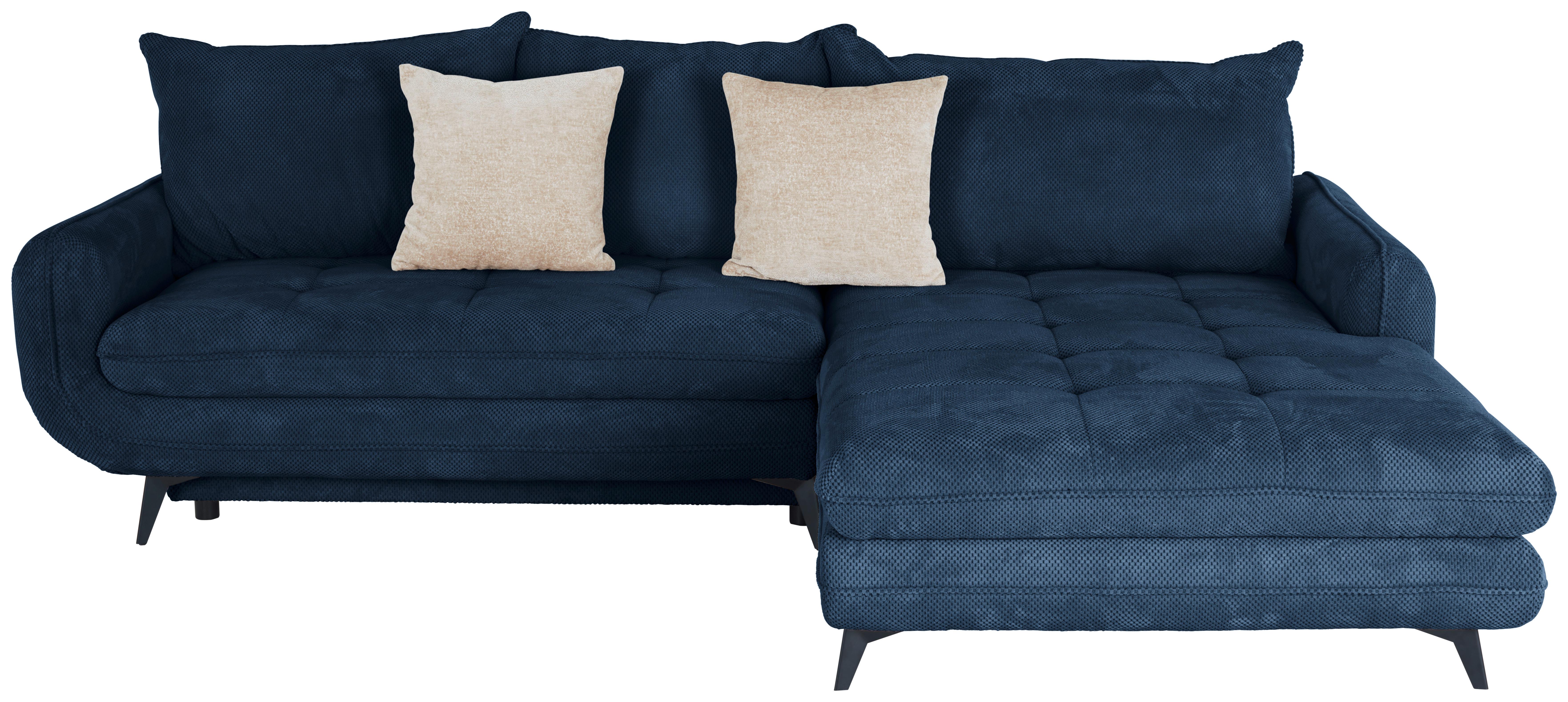 Rohová sedačka WAVE, pravá, tmavě modrá - černá/béžová, Moderní, kov/textil (266/189cm)