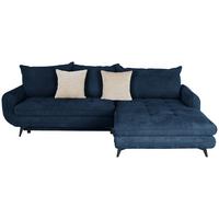 Ecksofa mit Schlaffunktion & Bettkasten Wave Dunkelblau - Beige/Schwarz, MODERN, Textil (266/189cm)