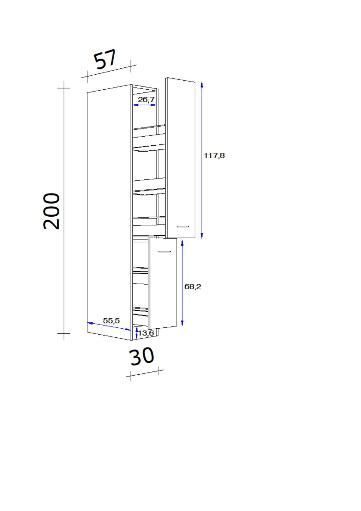 Apothekerschrank in zeitlosem Buche Dekor