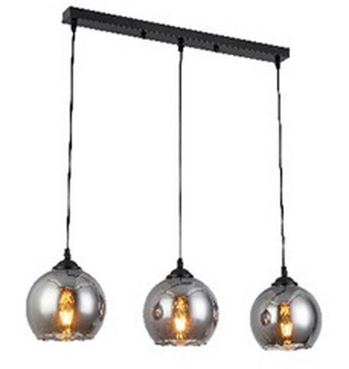 Hängeleuchte Andrea H: 120 cm 3-Flammig - Chromfarben/Schwarz, Design, Glas/Metall (60/15/120cm) - James Wood