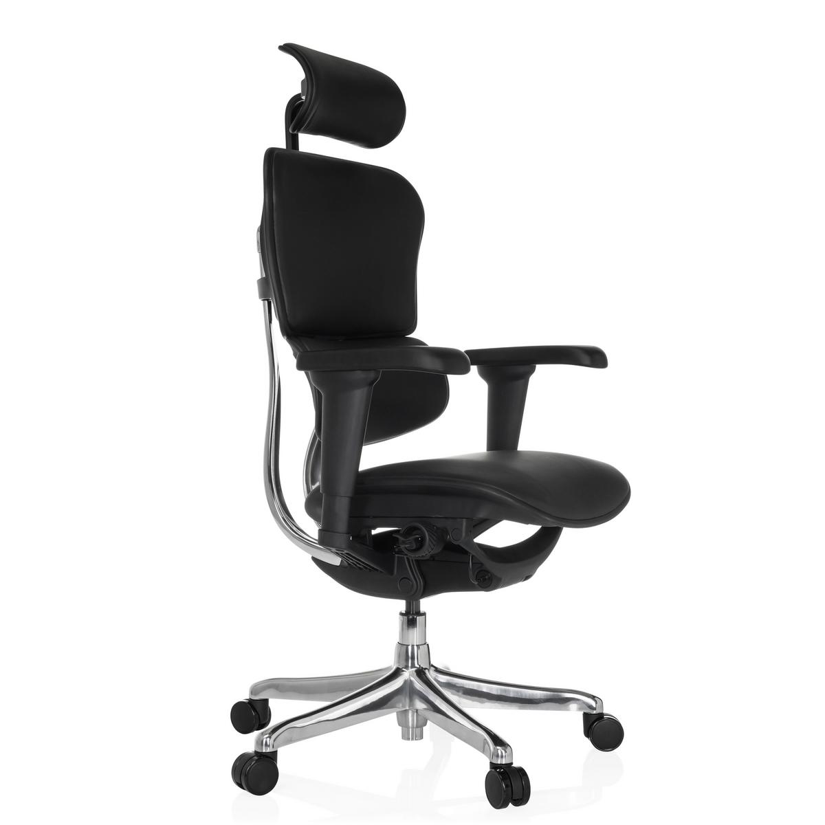 Drehstuhl Schwarz B: 65 Cm - Silberfarben/Schwarz, MODERN, Leder/Kunststoff (65/114-132/60cm) - MID.YOU