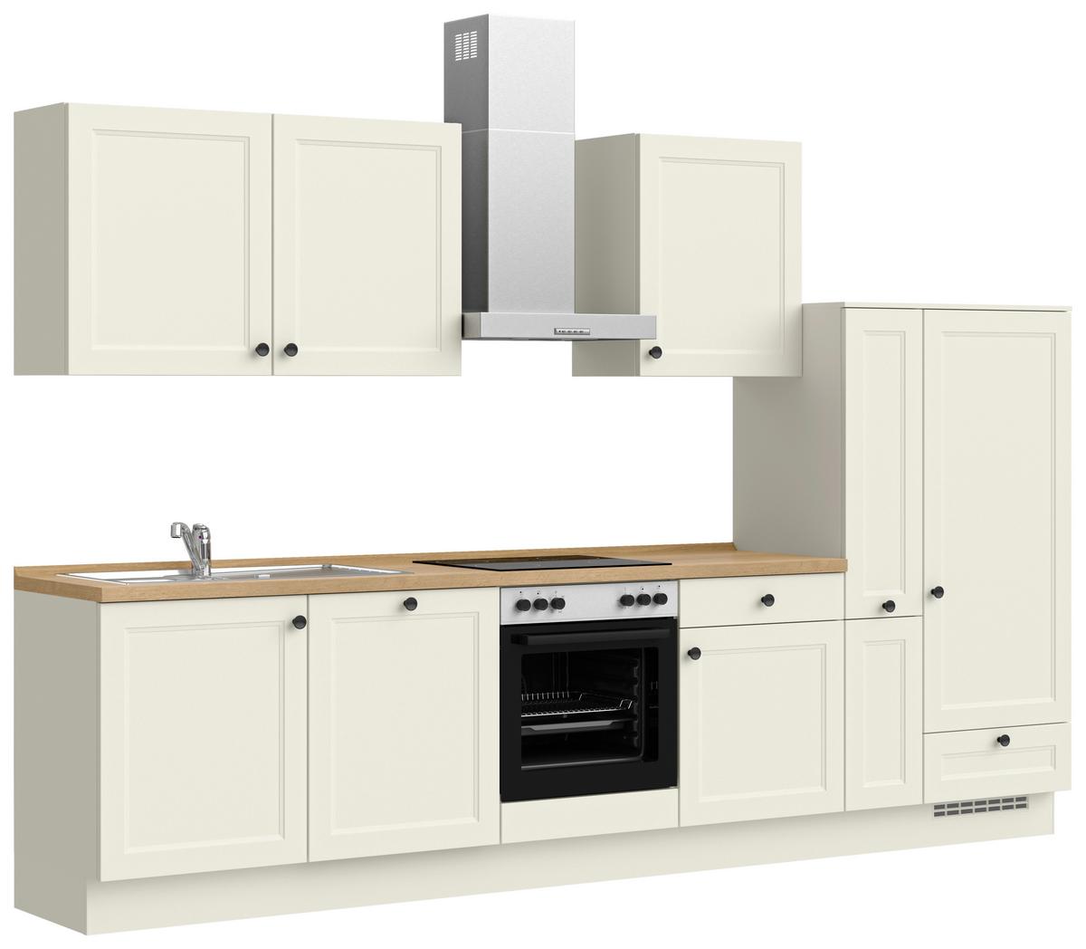 Kuchyňská linka 330 cm, bílá - bílá/barvy dubu, Moderní, kov/kompozitní dřevo (330cm) - Nobilia