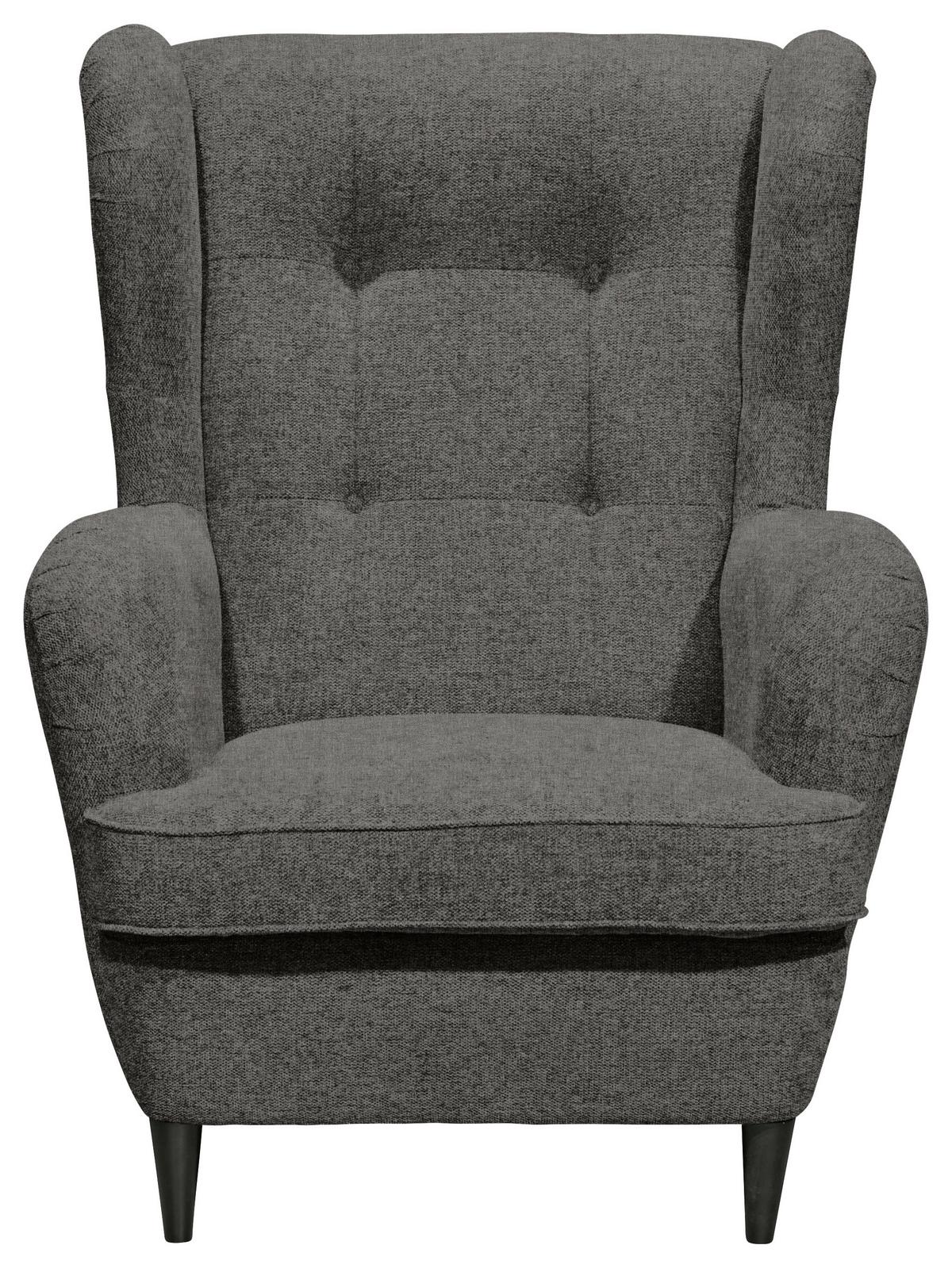 Ohrensessel Oskar Dunkelbraun B: 78 Cm - Dunkelbraun/Schwarz, Basics, Textil (78/102/98cm) - MID.YOU