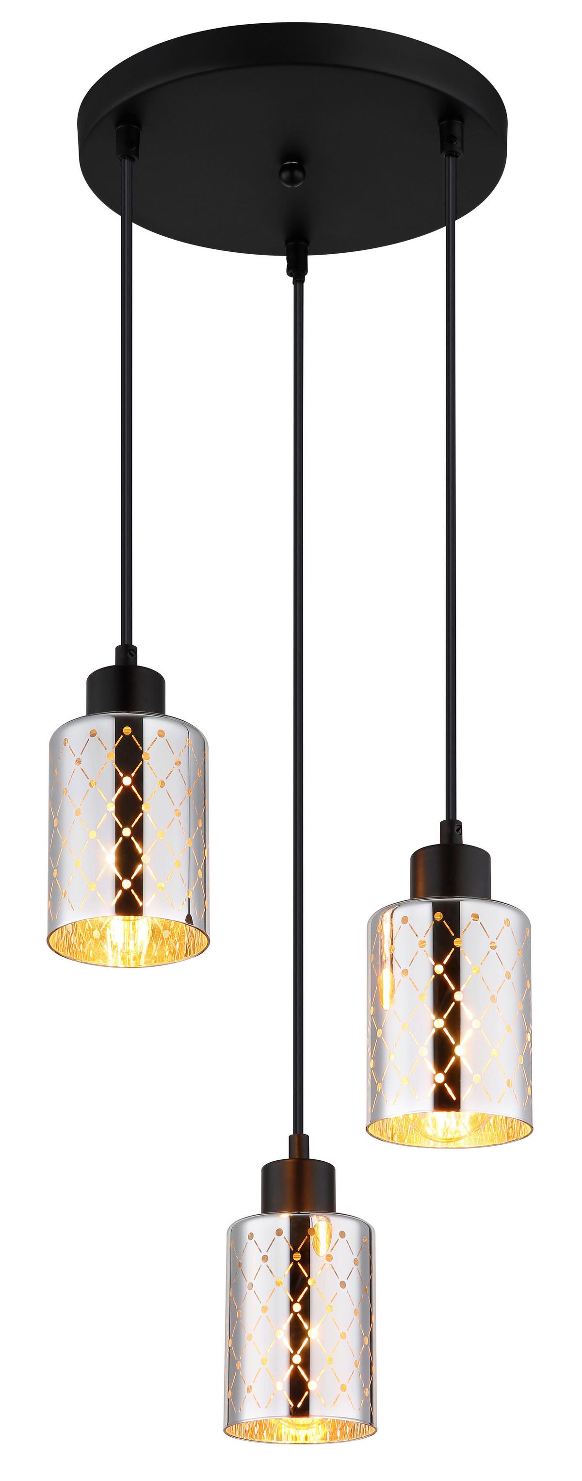 HÄNGELEUCHTE Exkl. 3xE27 40W - Klar/Chromfarben, Basics, Glas/Kunststoff (29/120cm) - Globo