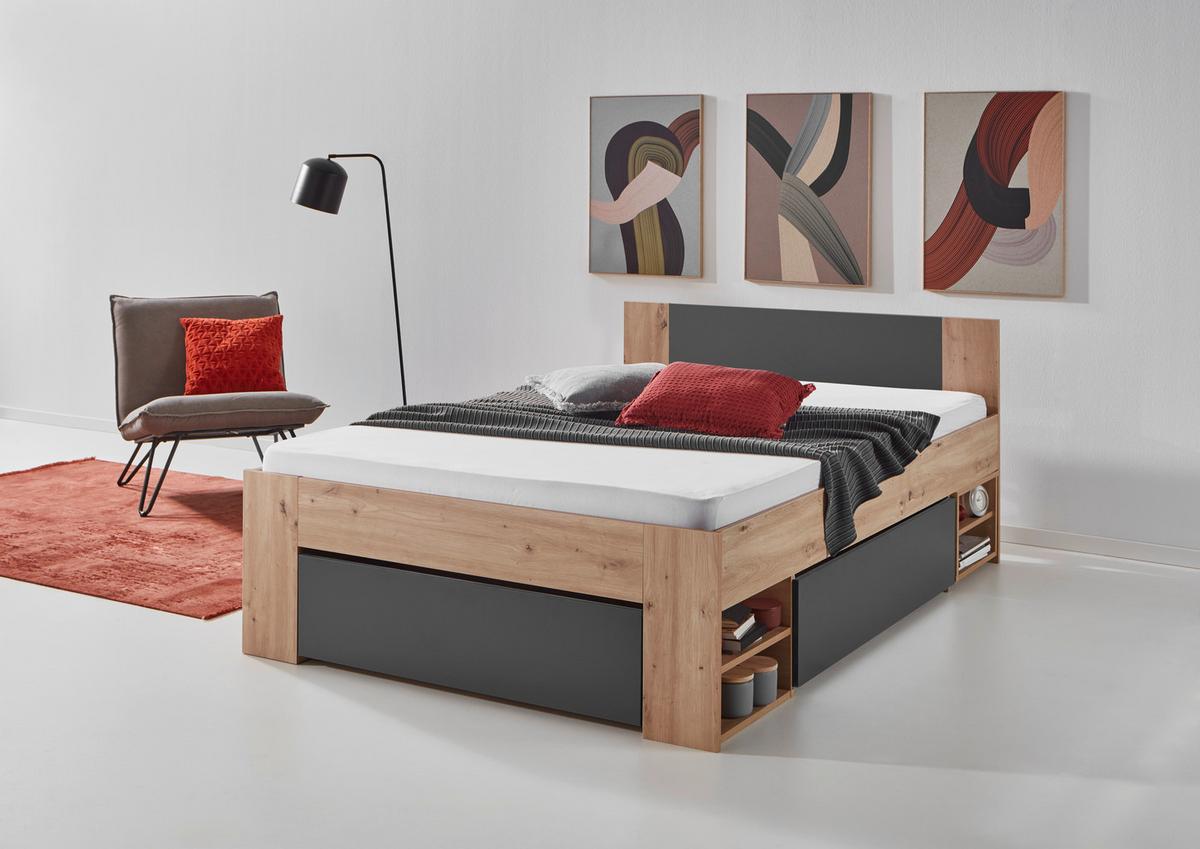 POSTEĽ AZURRO 2-140 - antracitová/dub artisan, Modern, kompozitné drevo (140/200cm)