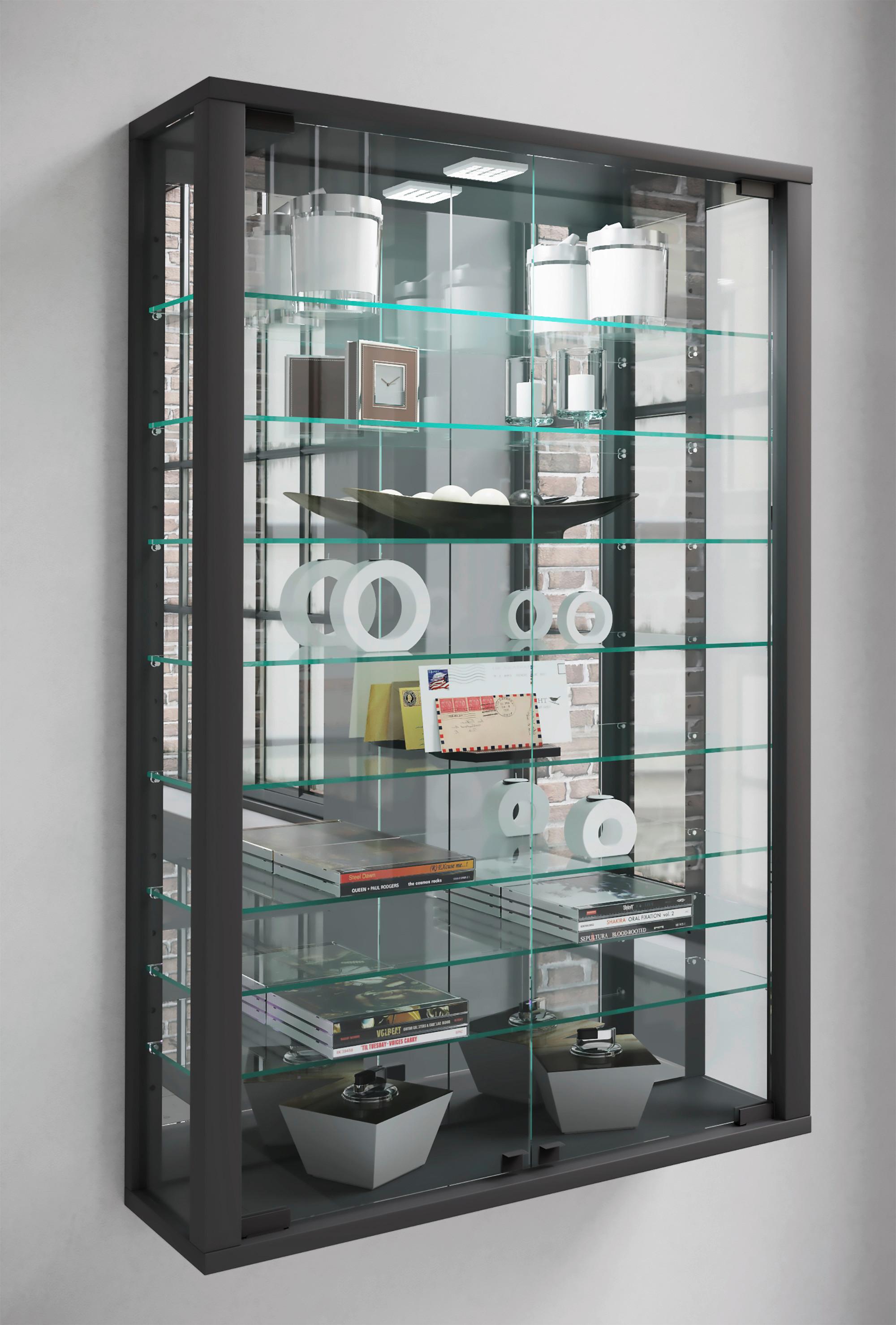 Hängevitrine Vitrosa Schwarz B: 59 cm - Schwarz, MODERN, Glas/Holzwerkstoff (59/91,3/18cm) - MID.YOU