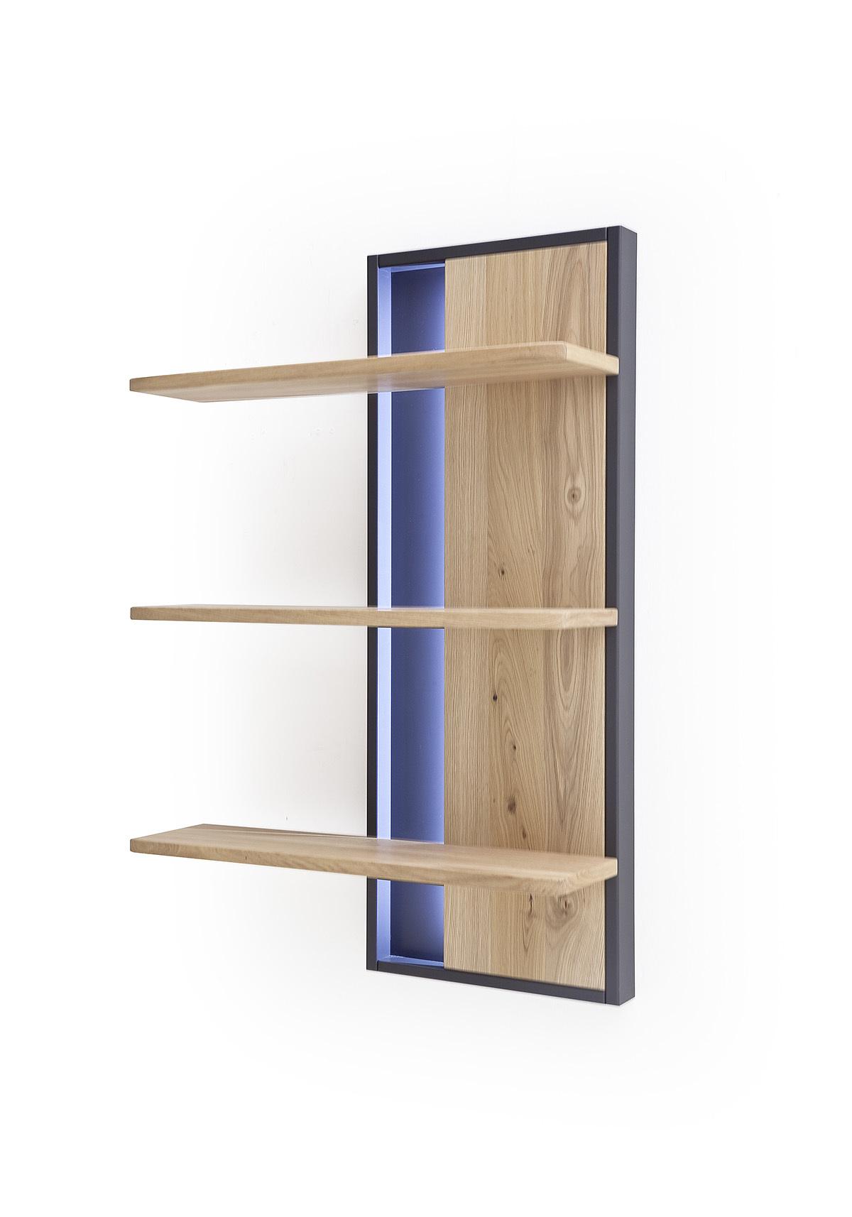 Wohnkombination teilmassiv 3--teilig. Portland Eichefarben - Eichefarben/Schwarz, Design, Glas/Holz (298/207/50cm) - Livetastic
