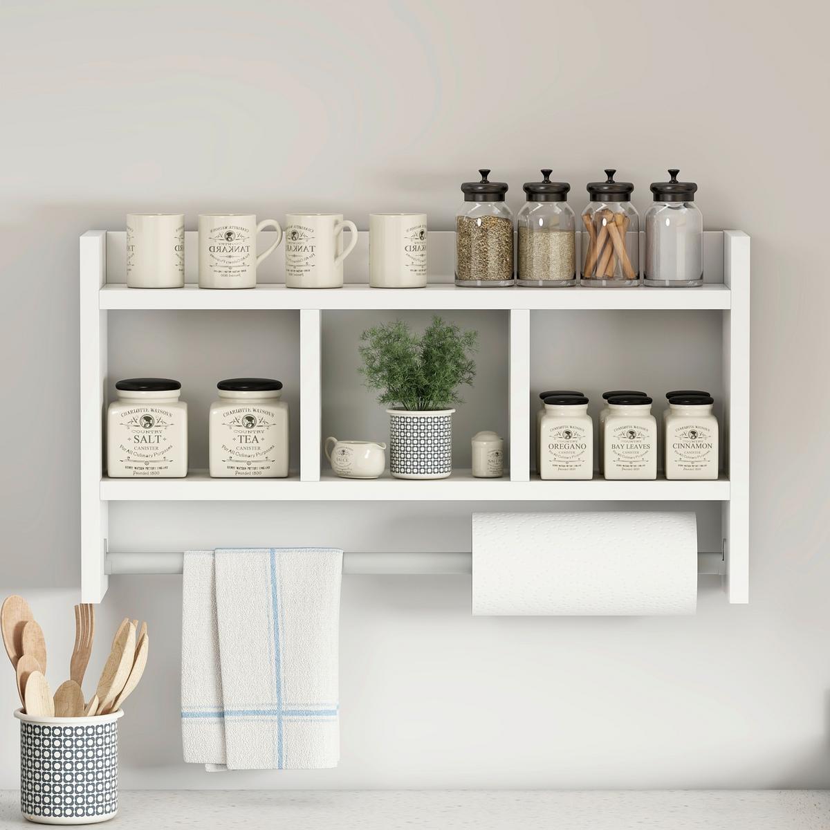 Küchenregal Asya, Weiß B: 64 Cm - Weiß, Design, Holzwerkstoff (64/35/15cm) - Livetastic