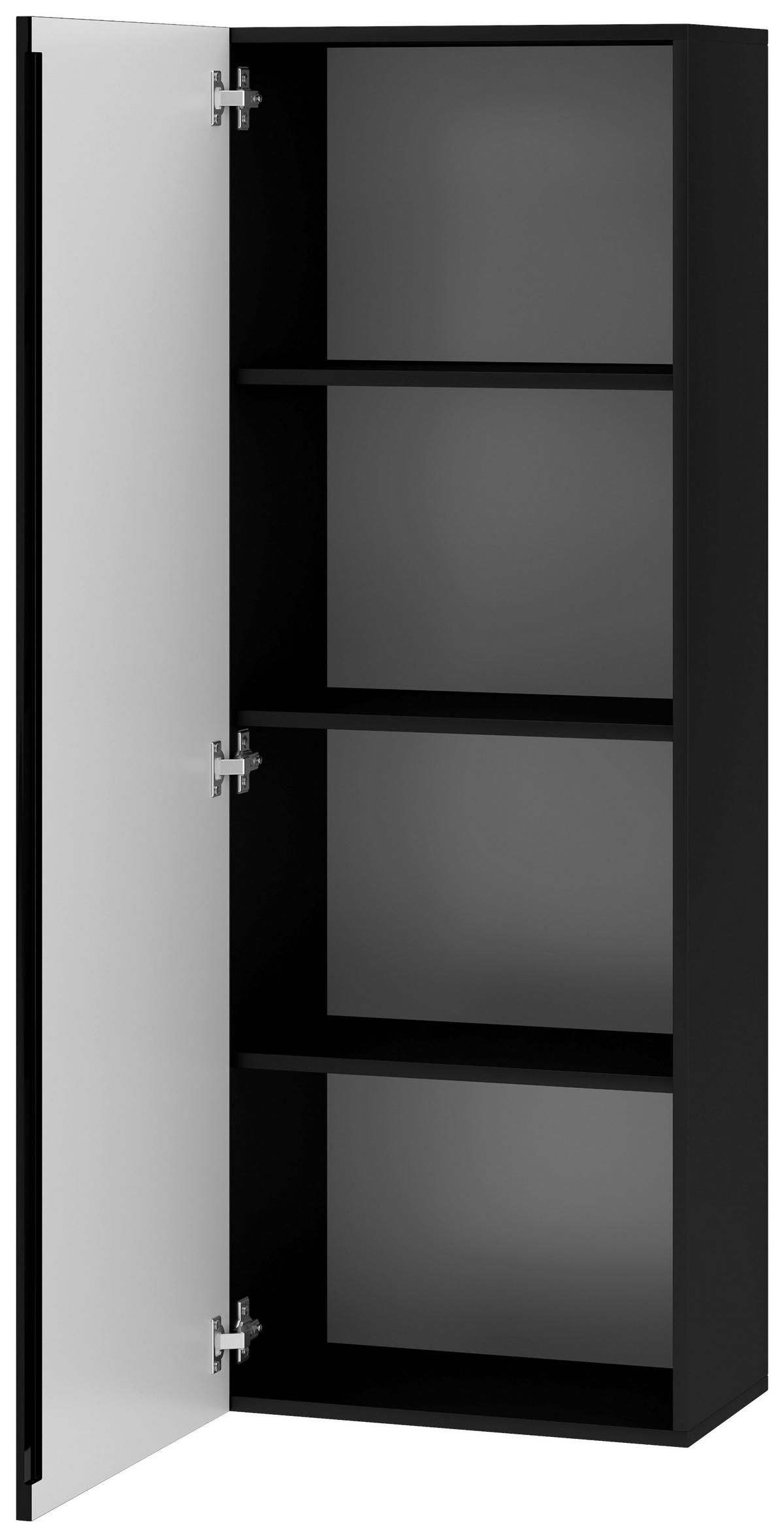 Vitrine Wandschrank Vivien 08 - Schwarz Hochglanz/Schwarz, Design, Holzwerkstoff (40/140/30cm) - Livetastic