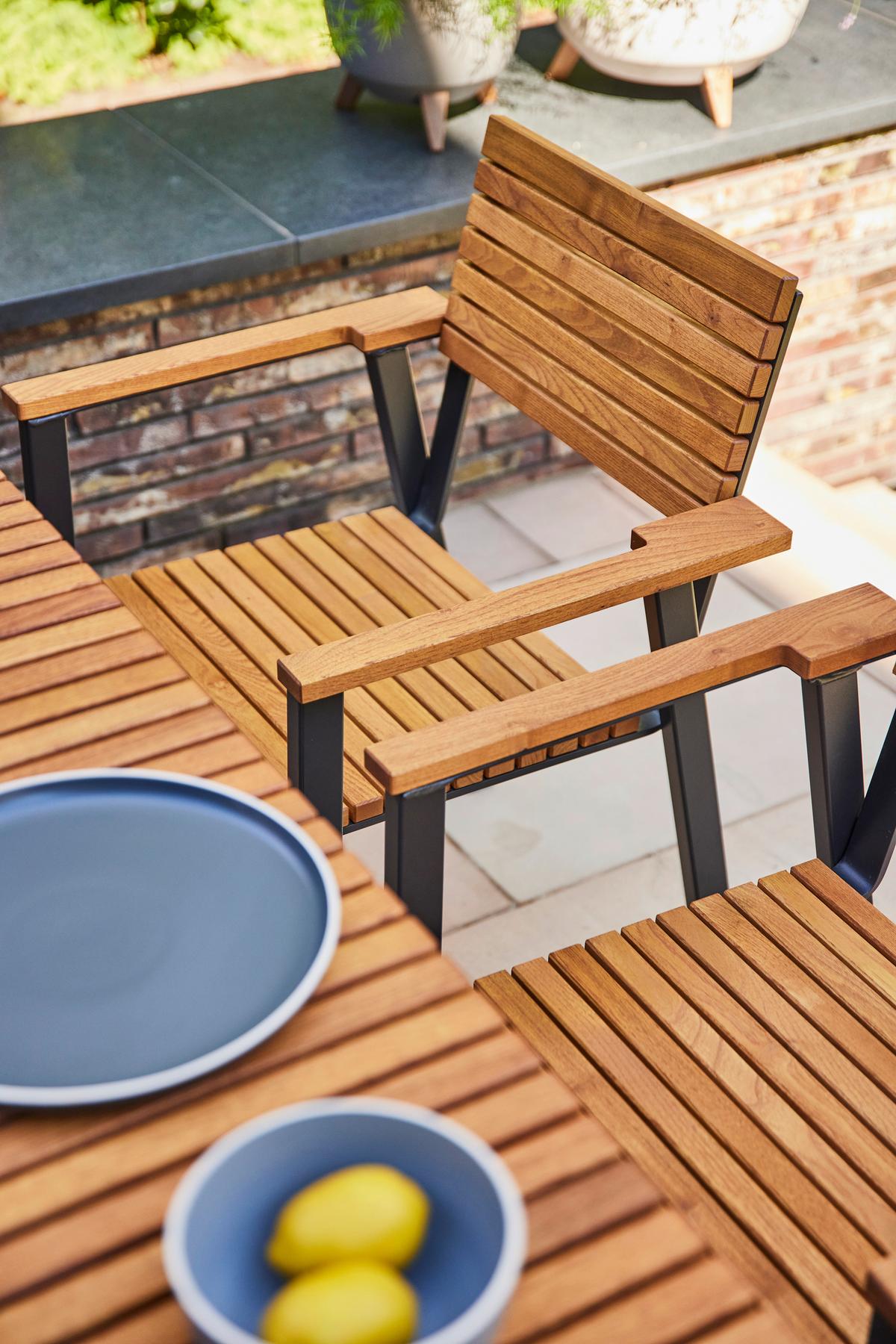 Gartensessel Stapelbar Aluminium, Robinieholz - Anthrazit/Robinienfarben, KONVENTIONELL, Holz/Metall (60/83/58,5cm) - Siena Garden
