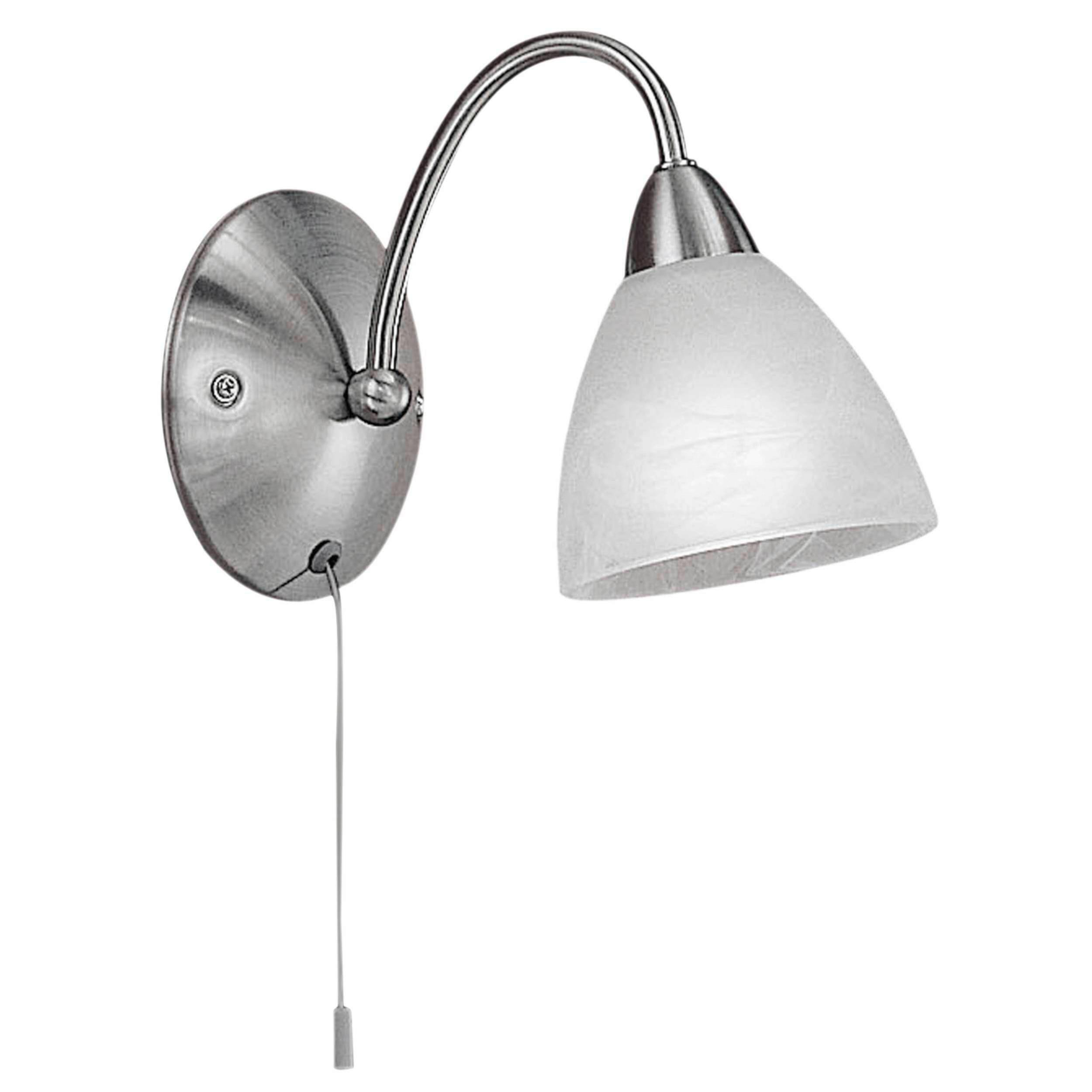 Wandleuchte 13312_pasto - Alabasterfarben/Nickelfarben, KONVENTIONELL, Glas/Metall (18/22,5cm) - Eglo