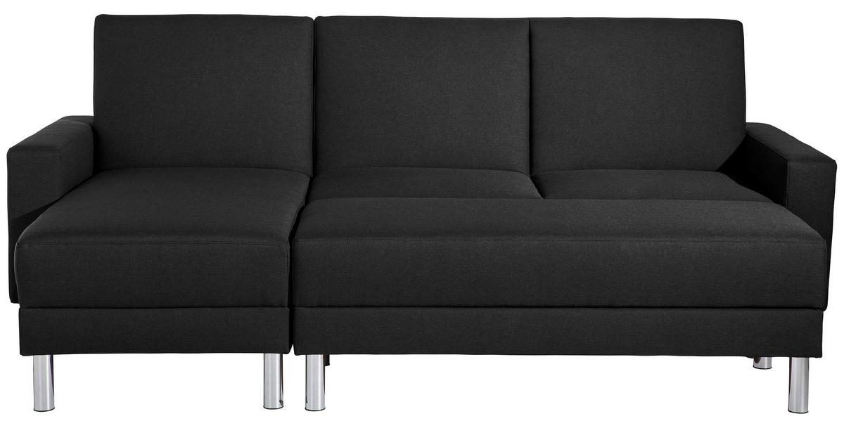Ecksofa mit Schlaffunktion Just Fashion Schwarz - Chromfarben/Schwarz, KONVENTIONELL, Textil (152/230cm) - Max Winzer
