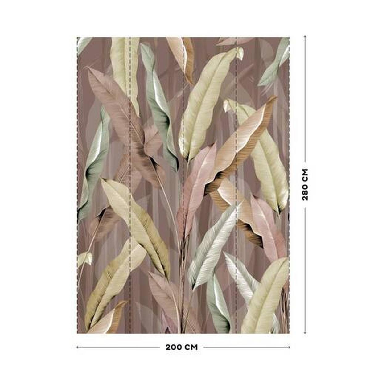 Fototapete Pink Leaves - Multicolor, Basics, Papier/Kunststoff (200/280cm)