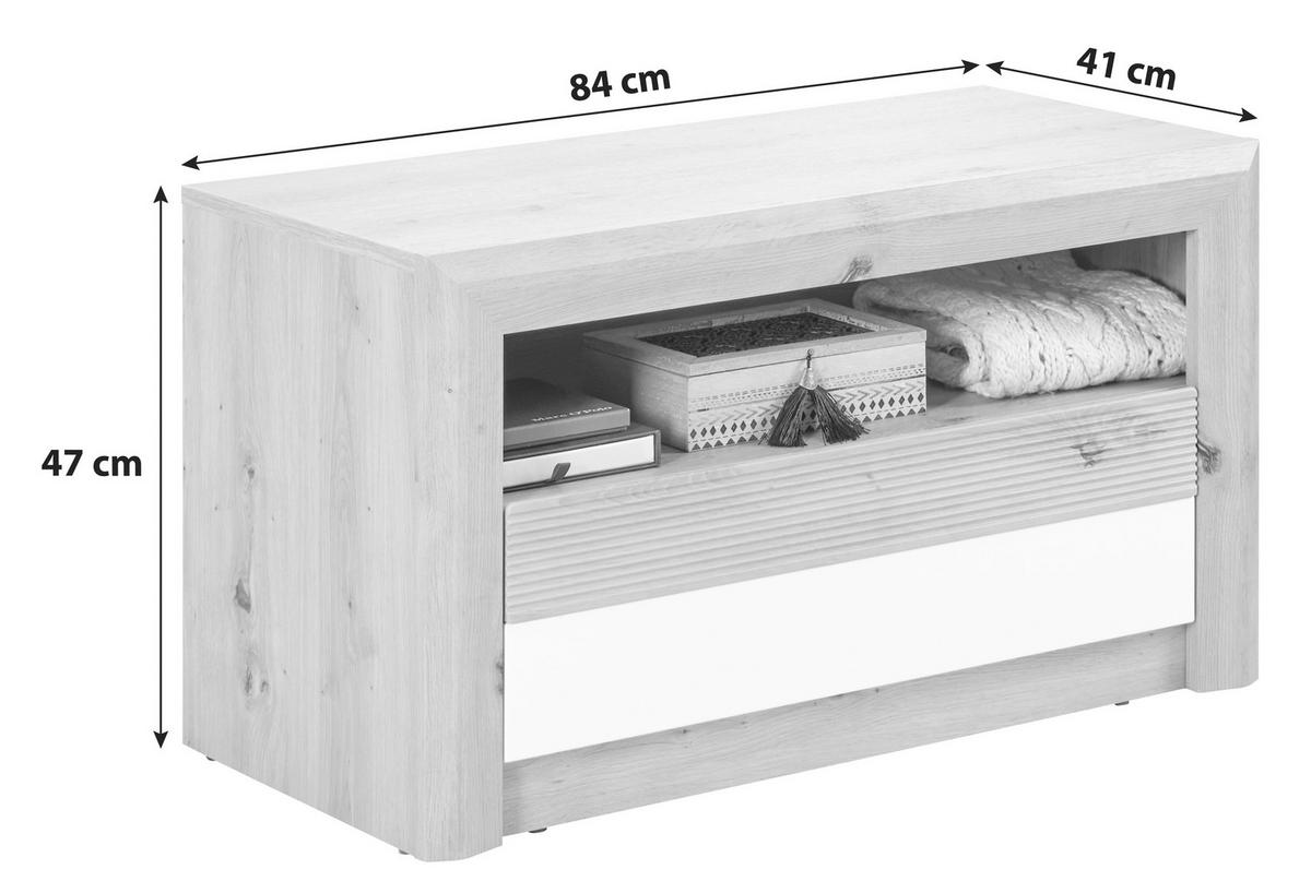 ŠATNÍ LAVICE KASHMIR NEW - bílá/barvy dubu, Moderní (84/47/41cm) - James Wood