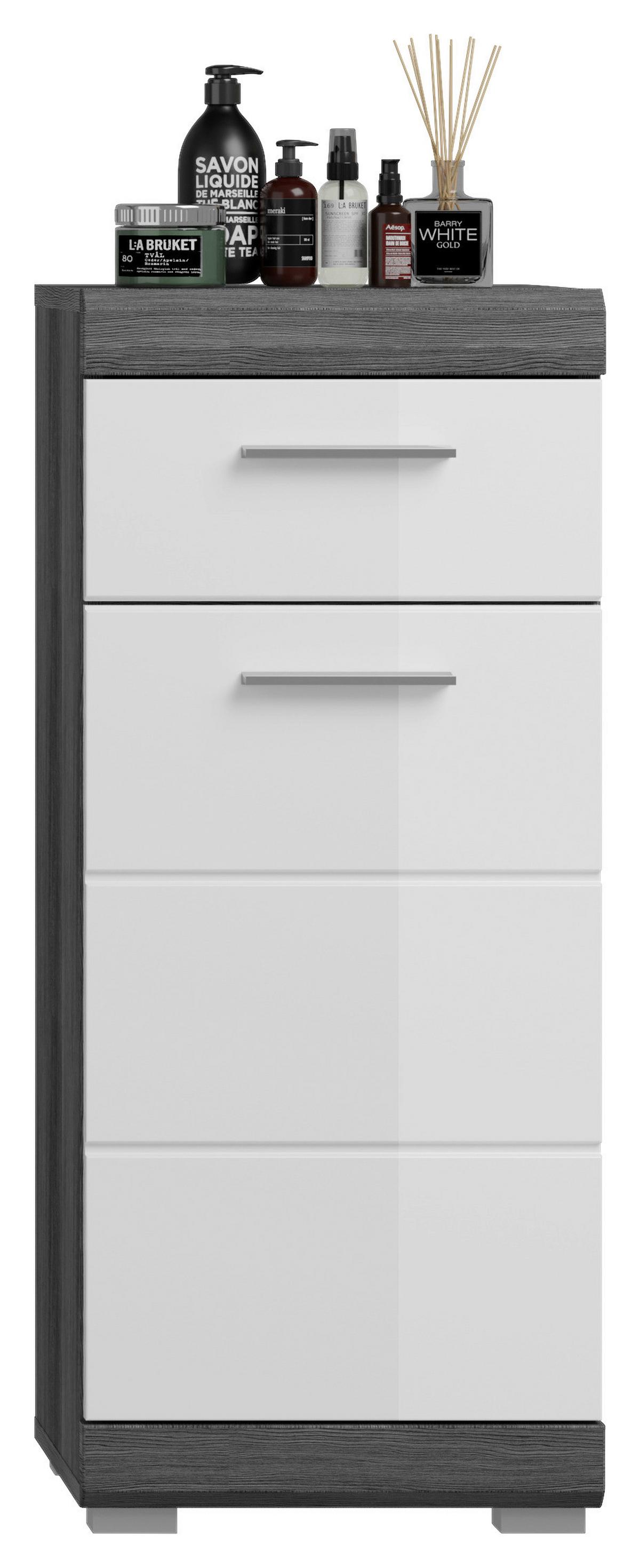 Badezimmer Scout - Weiß Hochglanz/Anthrazit, MODERN, Holzwerkstoff (97cm) - MID.YOU