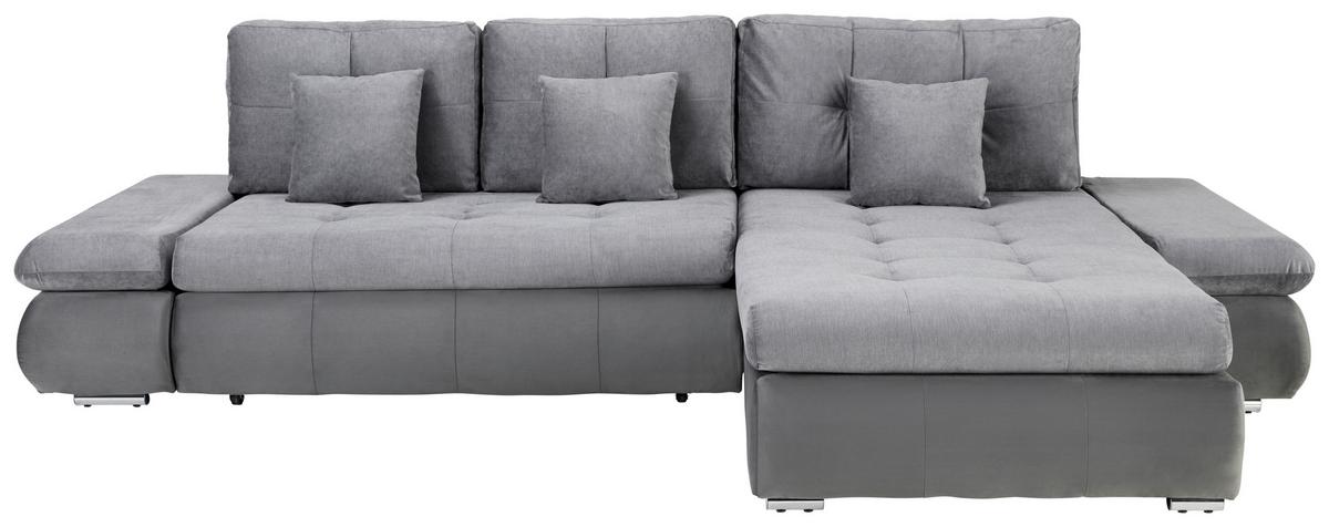 Rohová sedačka ENRICO, oboustranná, antracitová - černá/barvy chromu, Konvenční, kov/textil (303/88/185cm) - Based