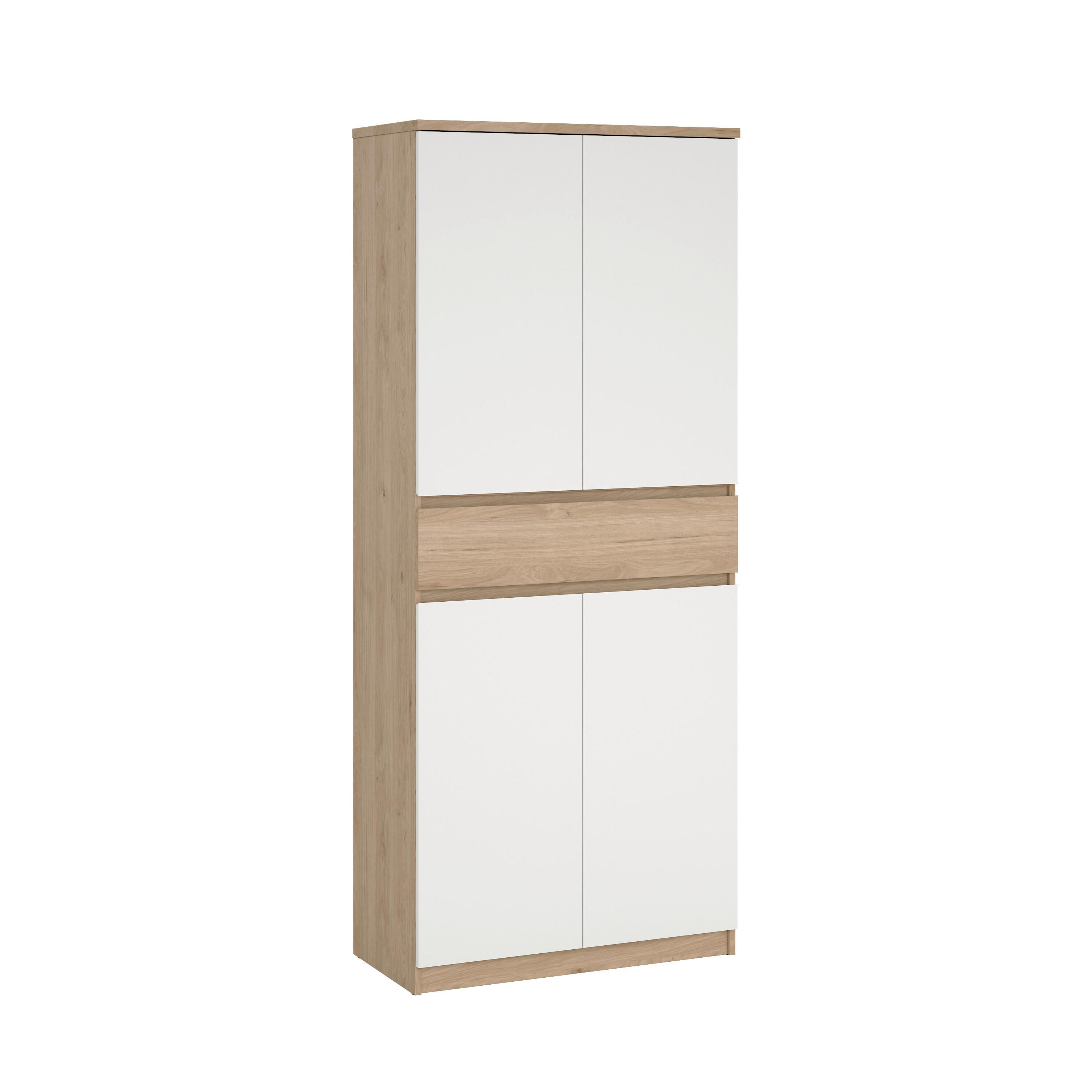 Schuhschrank Naia Weiß, Eichefarben, B: 80,4 Cm - Eichefarben/Weiß, Design, Holzwerkstoff (80,4/191,7/40cm) - Livetastic