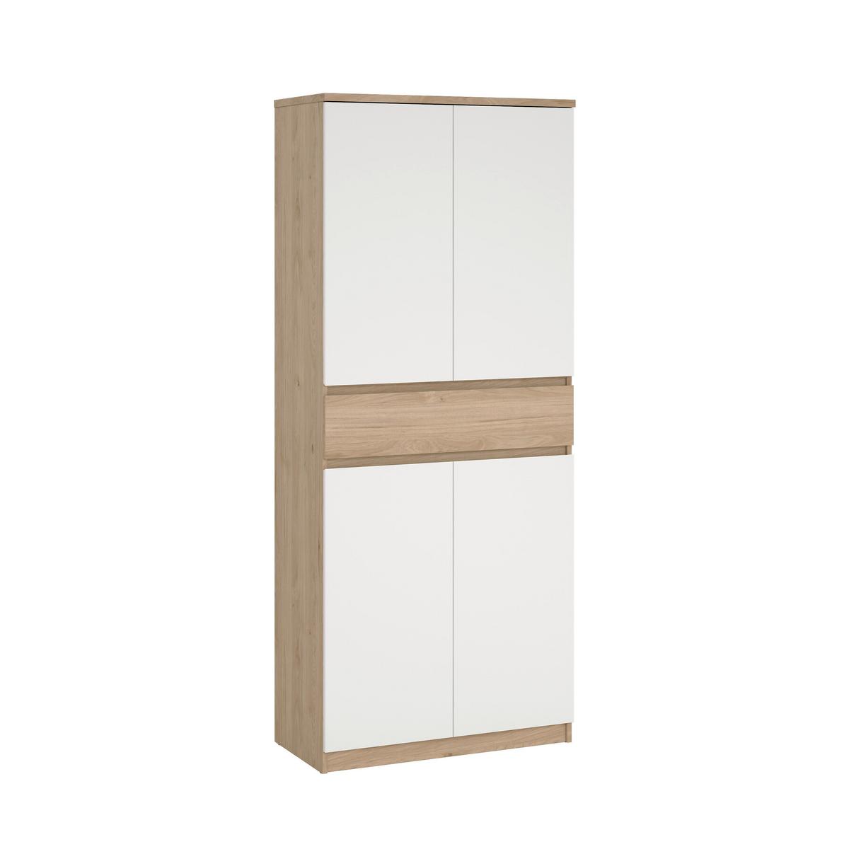 Schuhschrank Naia Weiß, Eichefarben, B: 80,4 Cm - Eichefarben/Weiß, Design, Holzwerkstoff (80,4/191,7/40cm) - Livetastic