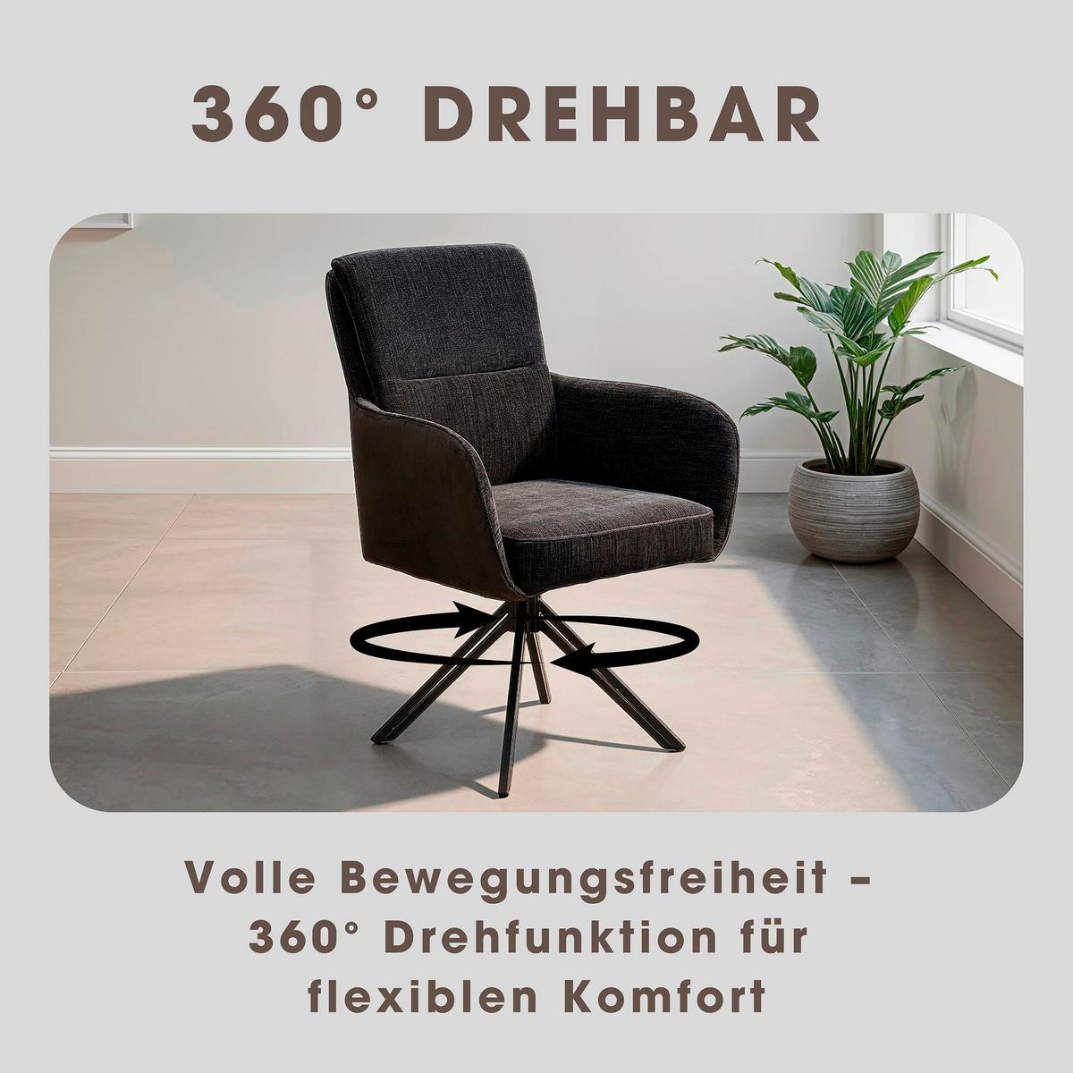 Stuhl-Set Tino - Schwarz, MODERN, Textil/Metall (62/94/70cm) - MID.YOU