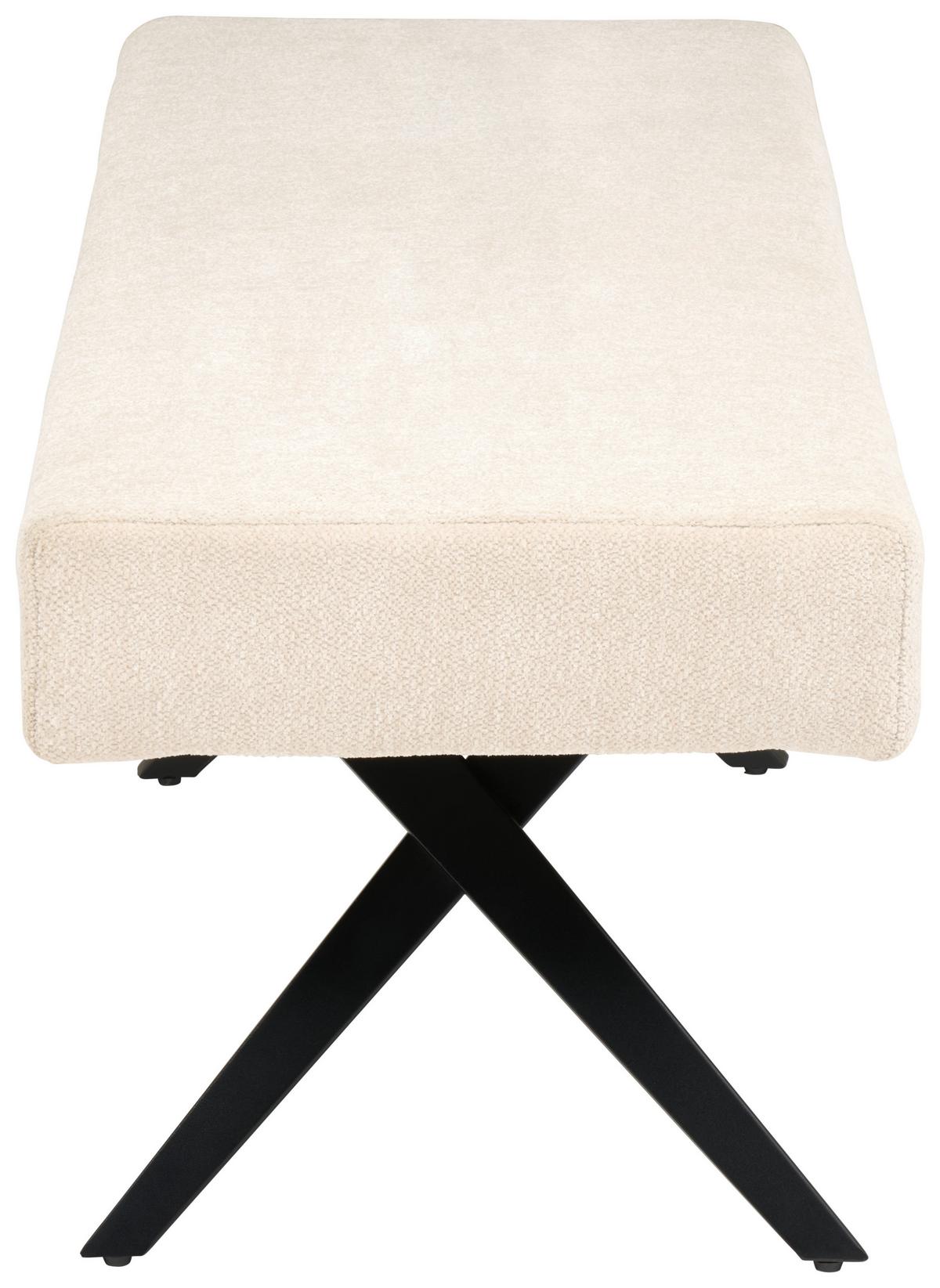 Sitzbank Chios Leinenopti beige, B: 140cm - Beige/Schwarz, KONVENTIONELL, Textil/Metall (140/49/47cm) - MID.YOU
