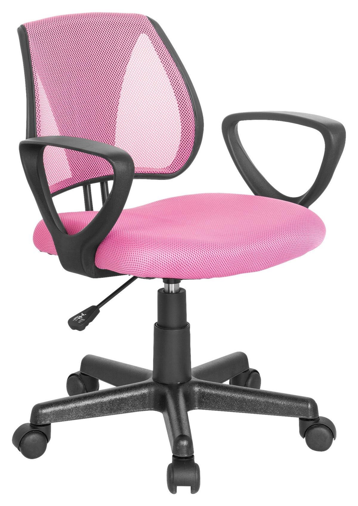 Jugenddrehstuhl Kiddy Cd Mit Armstützen Pink Bis 60 Kg - Pink/Schwarz, Basics, Kunststoff (58/75-92/45cm) - MID.YOU