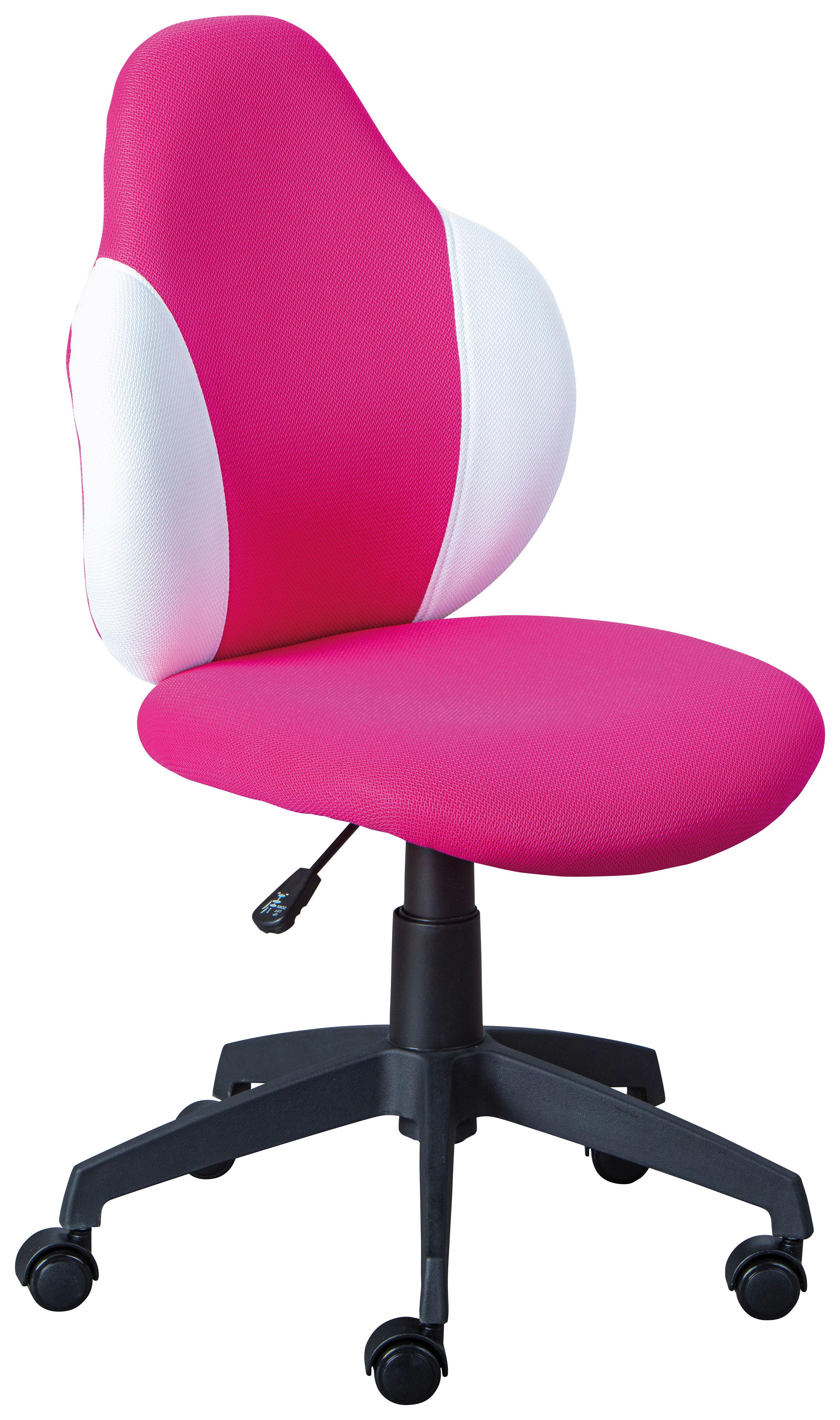 Jugenddrehstuhl Jessi mit Rollen Weiß/Pink - Pink/Schwarz, Basics, Kunststoff/Textil (52/94(103)/56cm) - MID.YOU