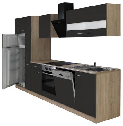 Küchenblock mit E-Geräten Praktische Küchenzeile mit grauen Fronten