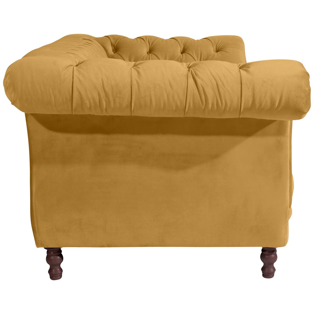 CHESTERFIELD-SOFA IVETTE - Gelb/Nussbaumfarben, Design, Textil (200/80/100cm) - Max Winzer