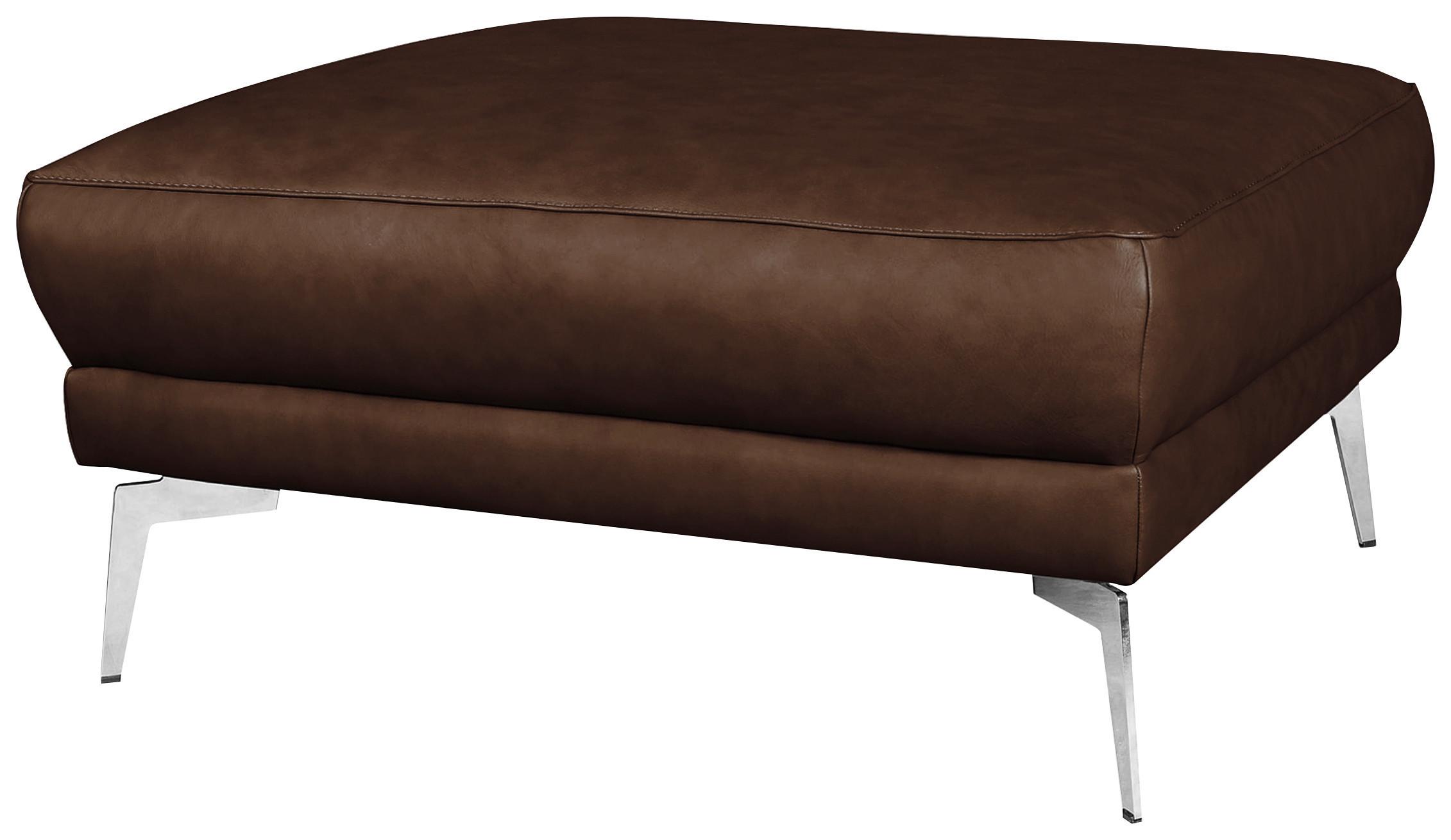 Hocker Spring Dunkelbraun Chrom B: 96 cm - Chromfarben/Dunkelbraun, Design, Leder (96/45/80cm) - P & B