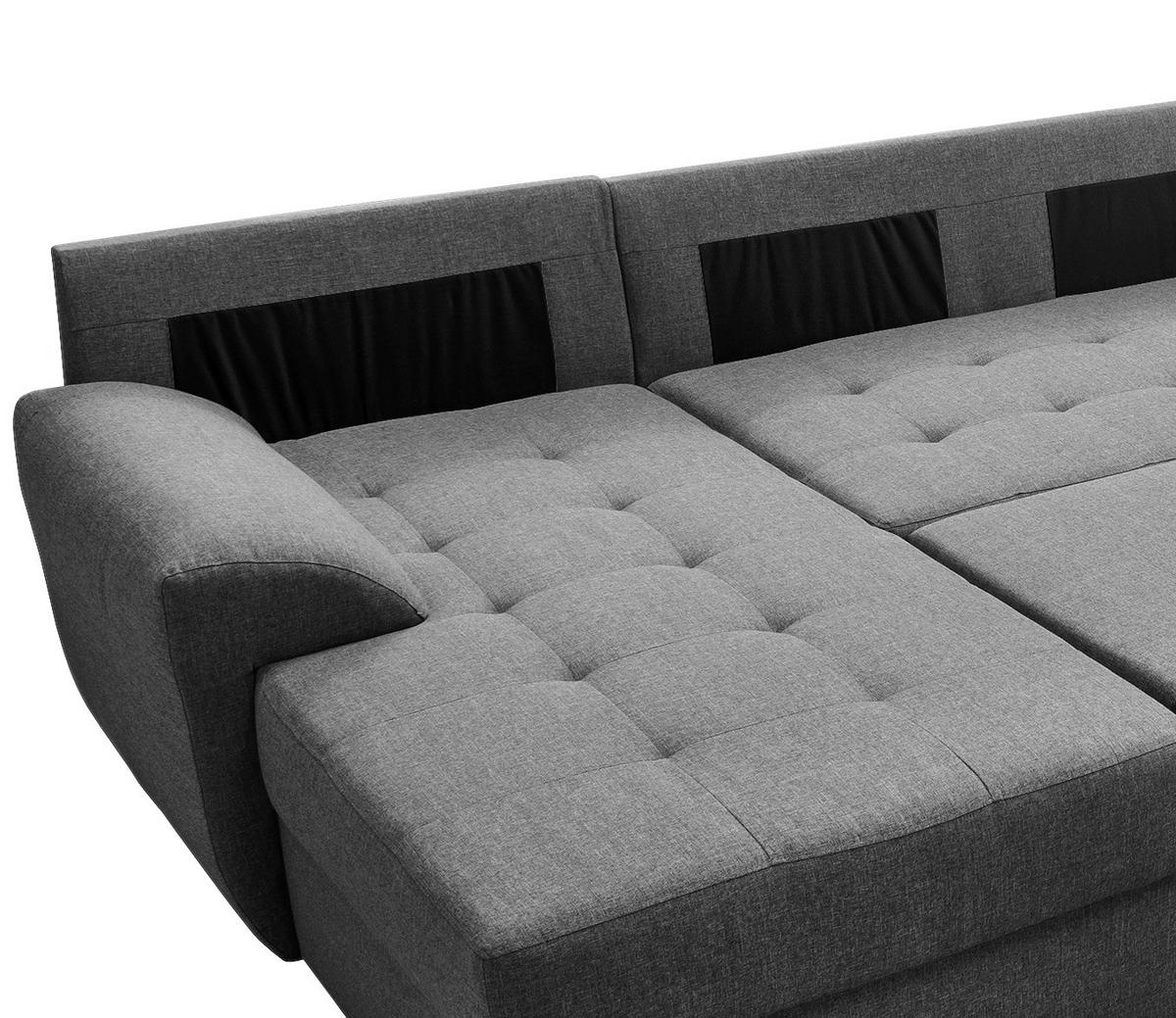 Wohnlandschaft mit Schlaffunktion Sinja - Chromfarben/Anthrazit, KONVENTIONELL, Textil (156/292/218cm) - Livetastic