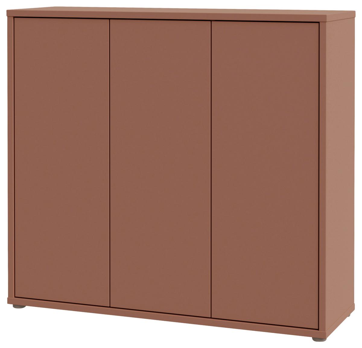Skriňa na topánky ALICE terracotta - sivá/terakotová, Modern, kompozitné drevo/plast (109,2/99,1/34,9cm)