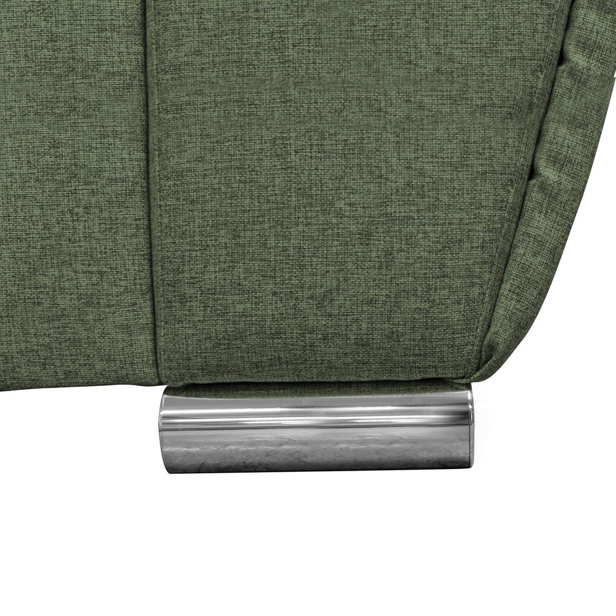 Ecksofa Delux Grün Mit Schlaffunktion Ottomane Rechts - Silberfarben/Grün, Design, Textil (266/266cm) - Livetastic