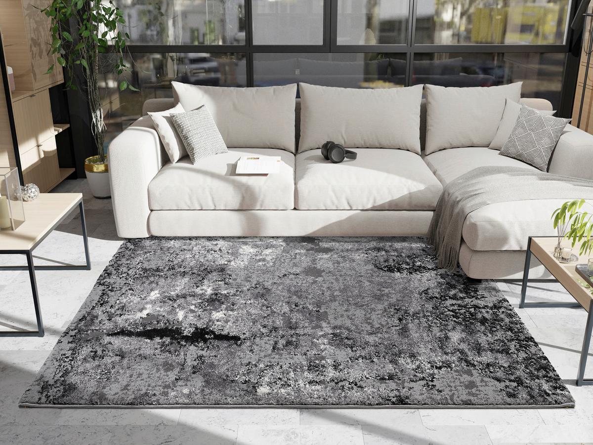 Webteppich Grau Timeline Quantum Grau 200x200 cm - Dunkelgrau/Hellgrau, Design, Textil (200/200cm) - Novel